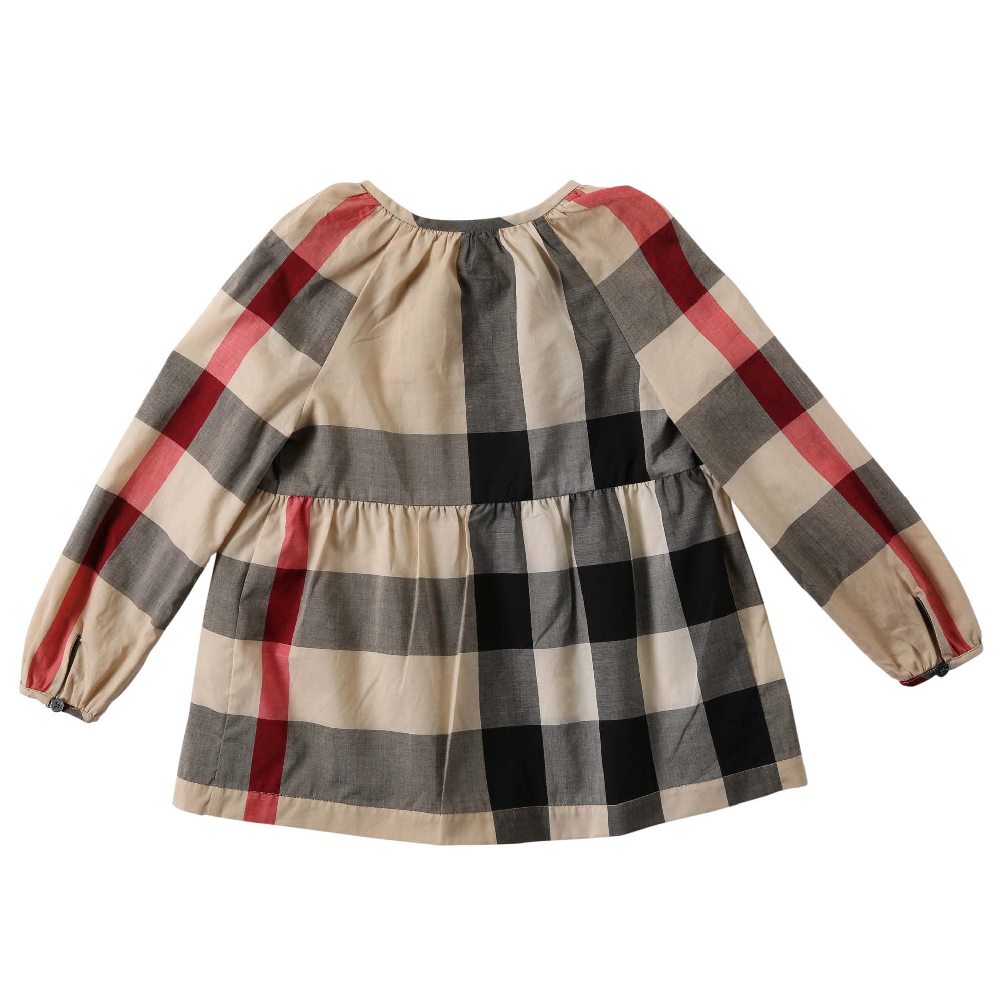 Girls Beige New Classic Check Cotton Blouse - CÉMAROSE | Children's Fashion Store - 2