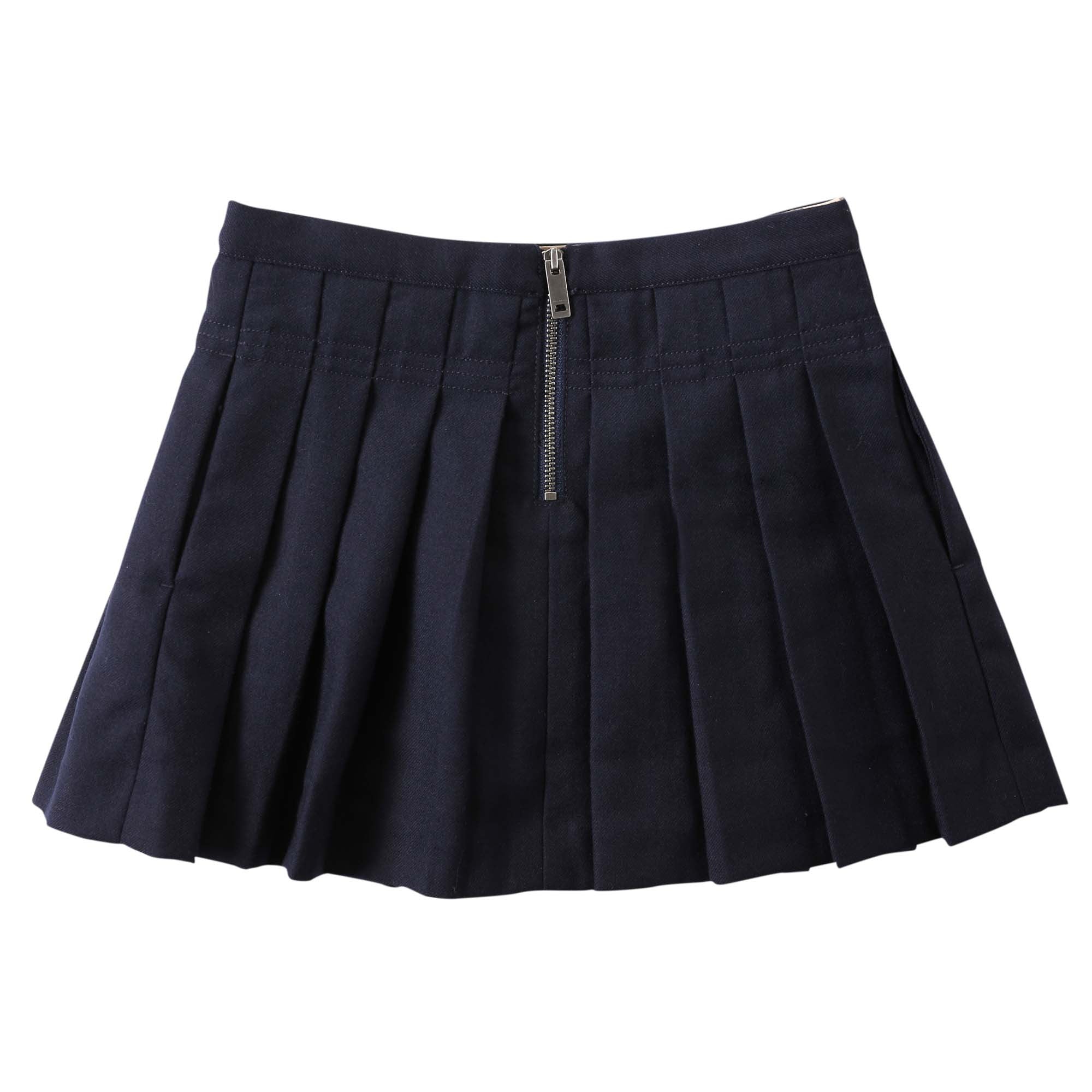 Girls Navy Blue Frilled Wool Skirt - CÉMAROSE | Children's Fashion Store - 2