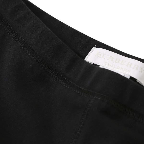 Girls Black Cotton Trouser With Check Cuffs