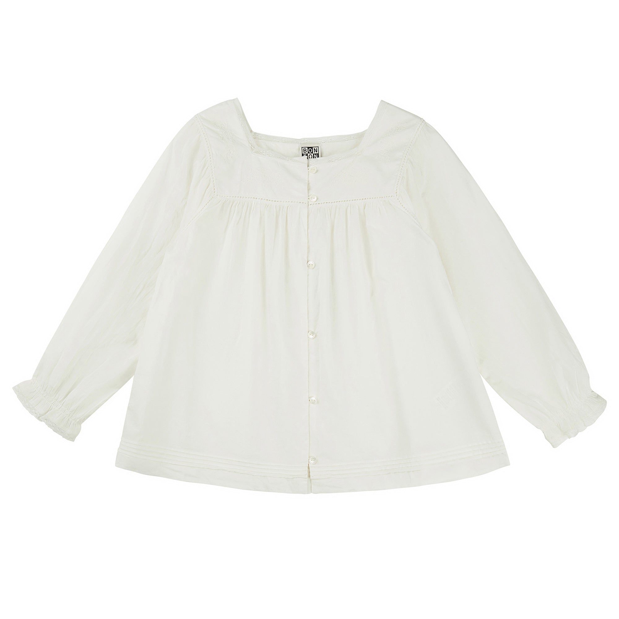 Girls White Embroidered Cotton Top