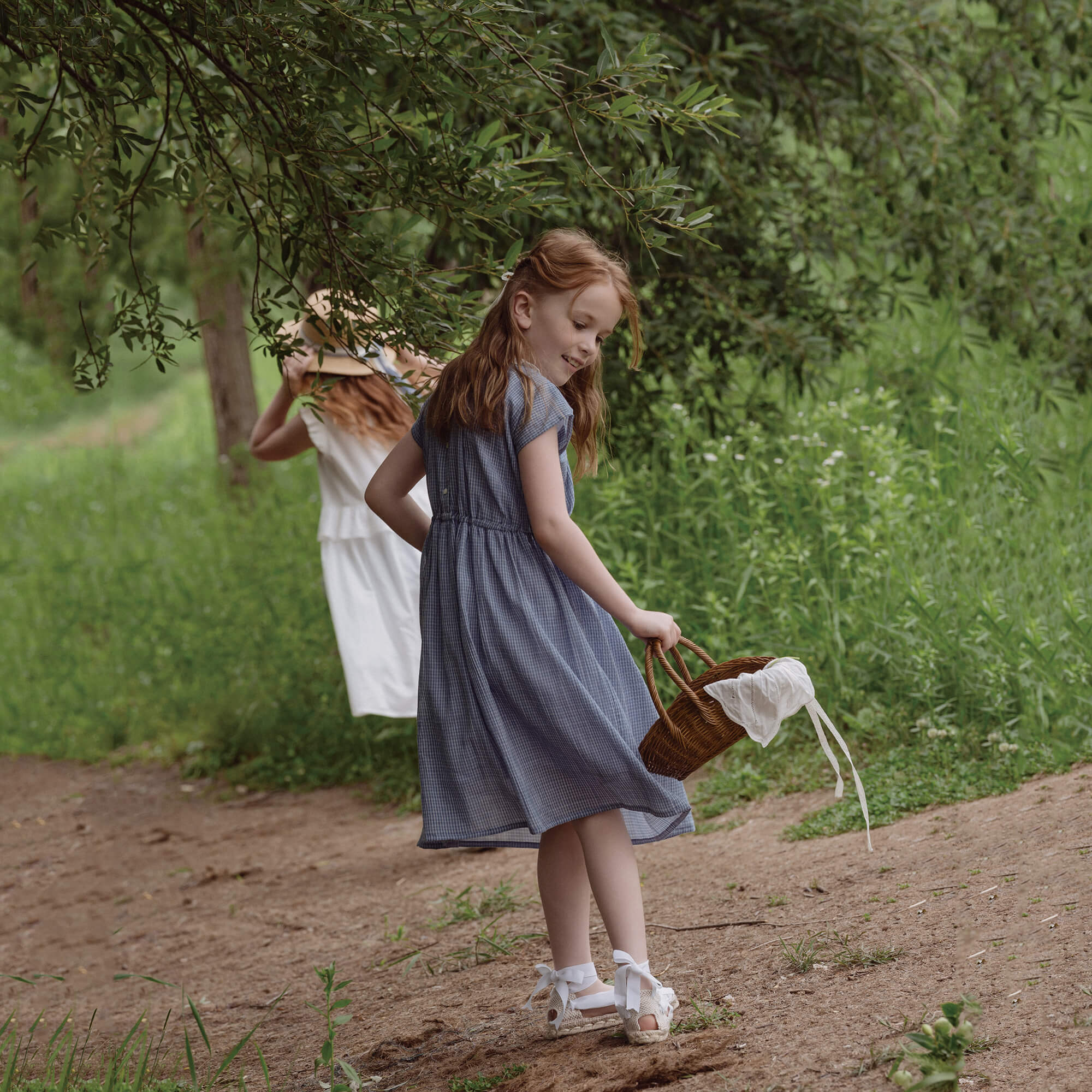Girls Blue Check Cotton Dress