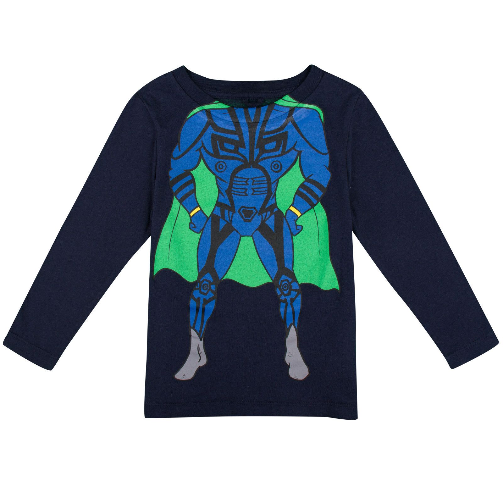 Barley Boys Navy Blue & Green Super Stella Heroes Printed Cotton T-Shirt - CÉMAROSE | Children's Fashion Store - 1