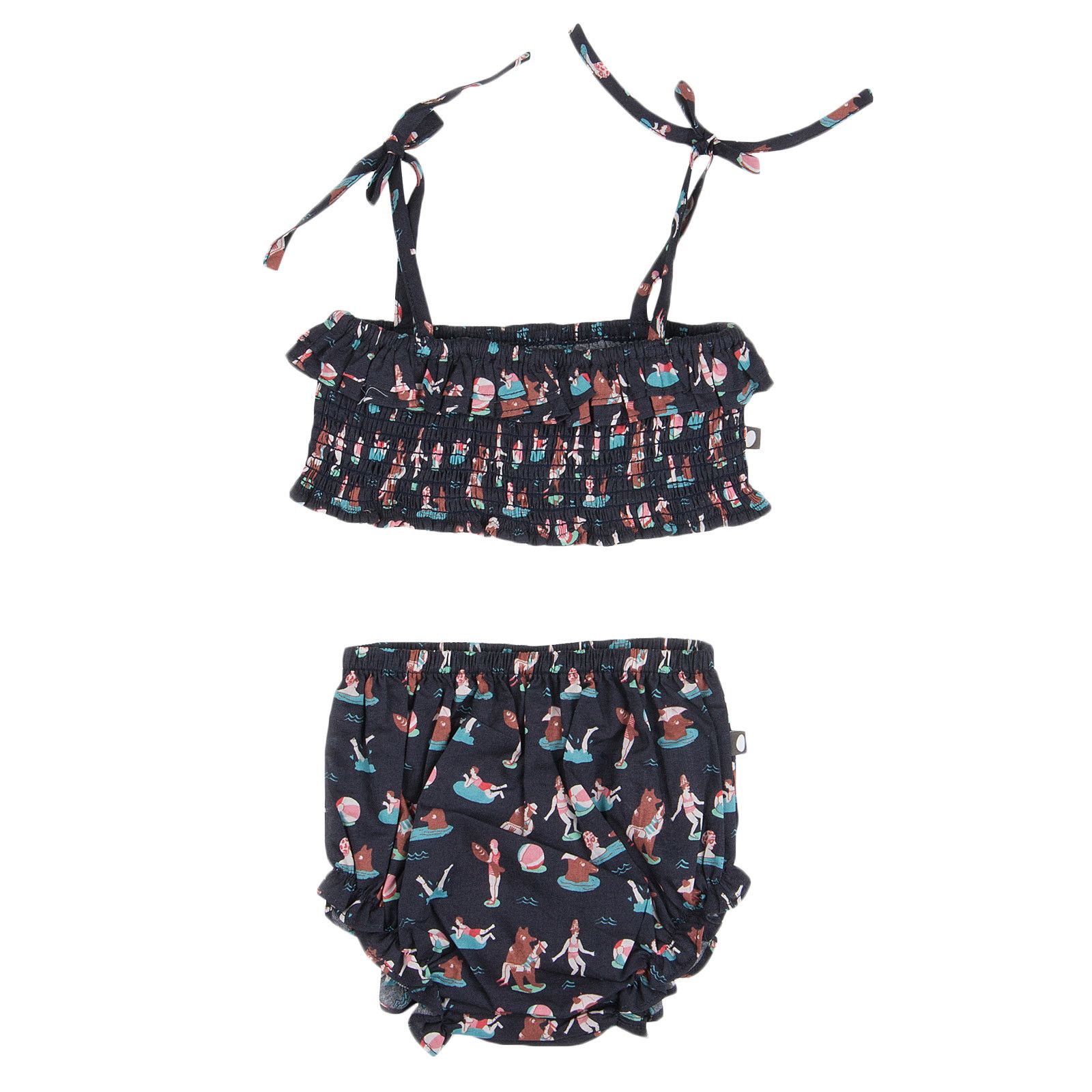 Baby Girls Navy Blue Baby Bikini With Colorful Bear Print - CÉMAROSE | Children's Fashion Store
