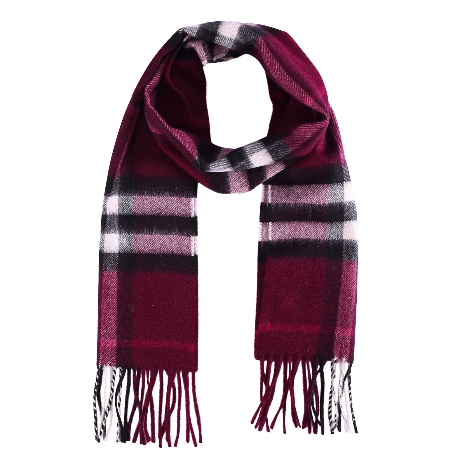 Girls Fuchsia Cashmere Classic Check Scarf - CÉMAROSE | Children's Fashion Store
