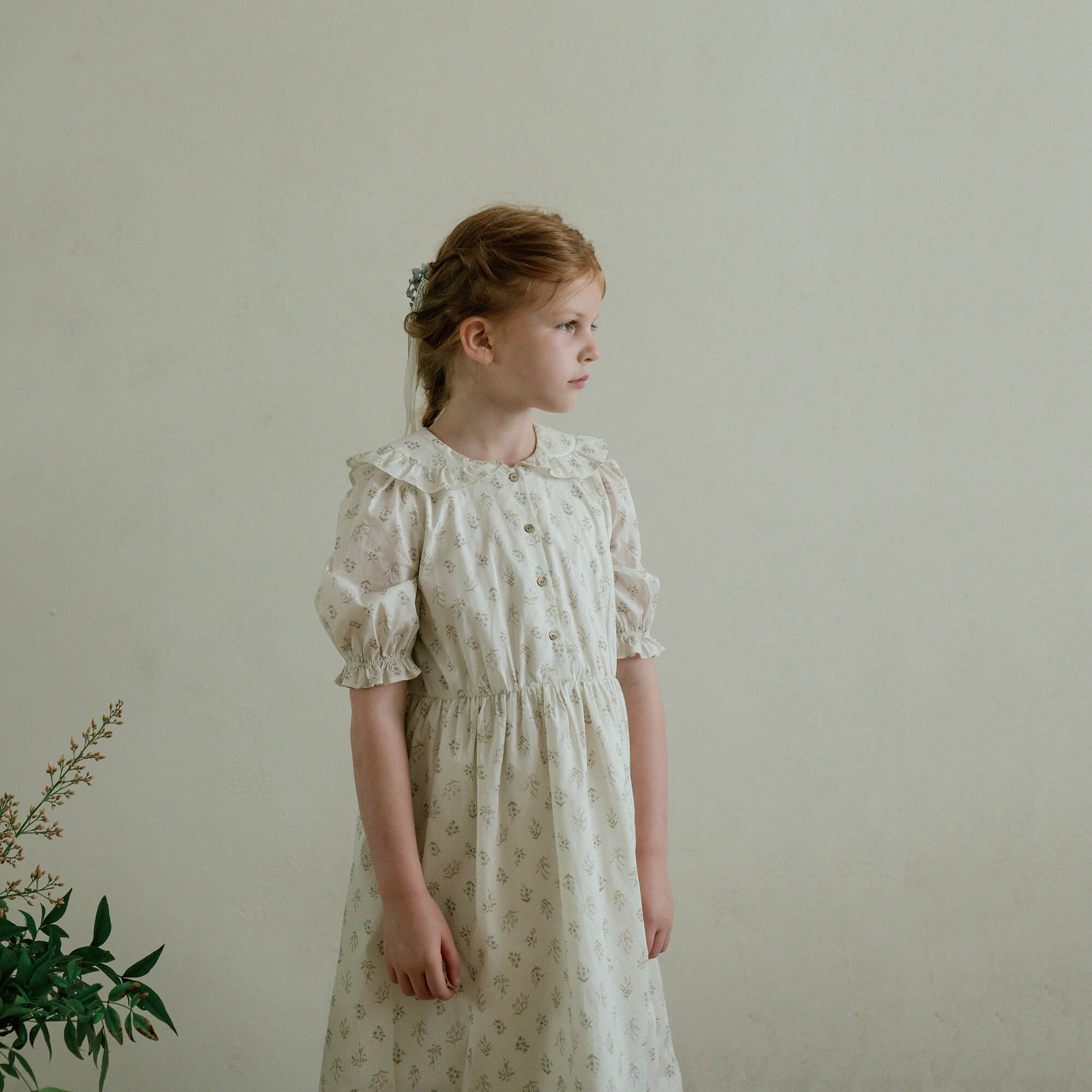 Girls Blue Floral Cotton Dress
