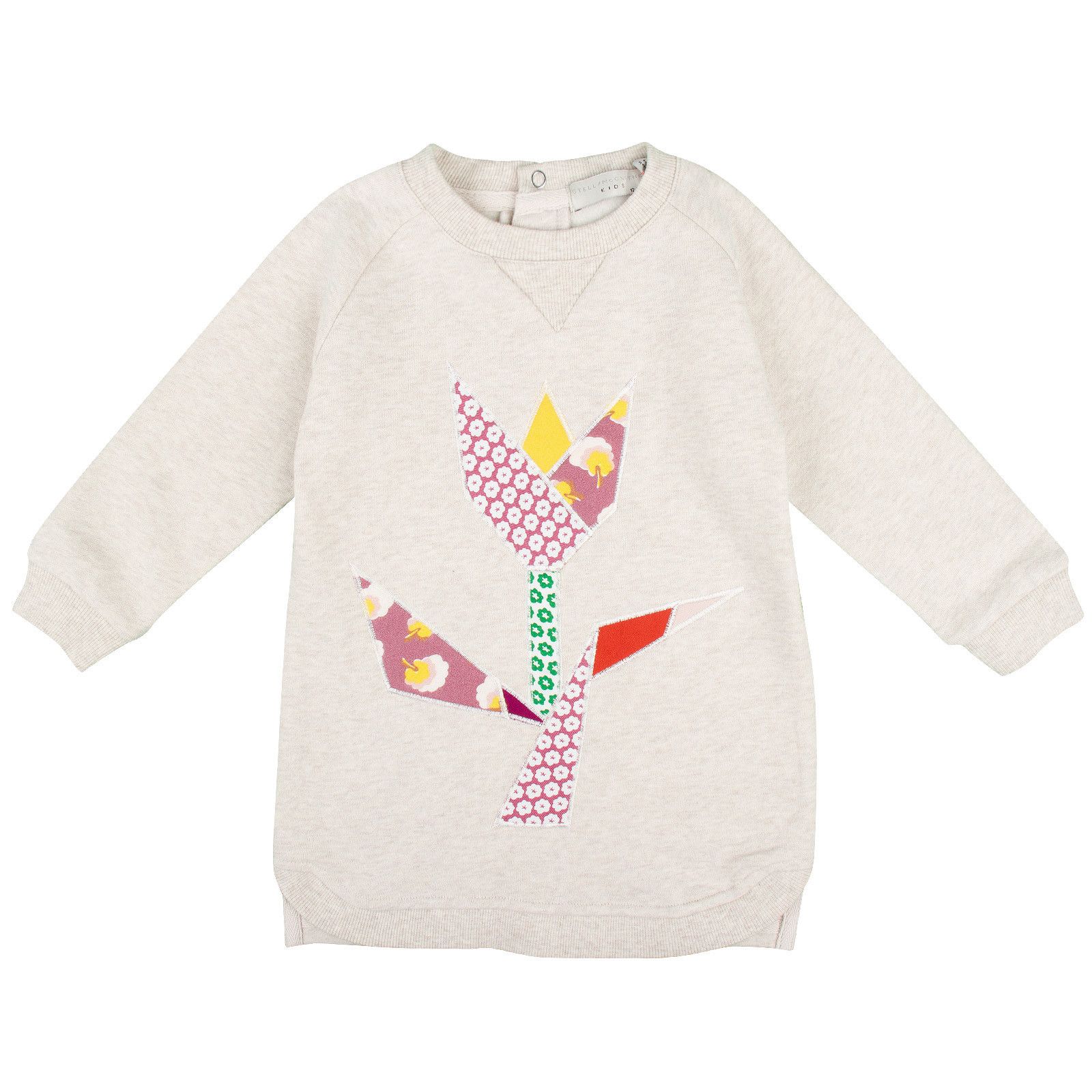 Betty Girls Grey Cotton Jersey Sweatshirt With Multicolor Flower Logo - CÉMAROSE | Children's Fashion Store - 1