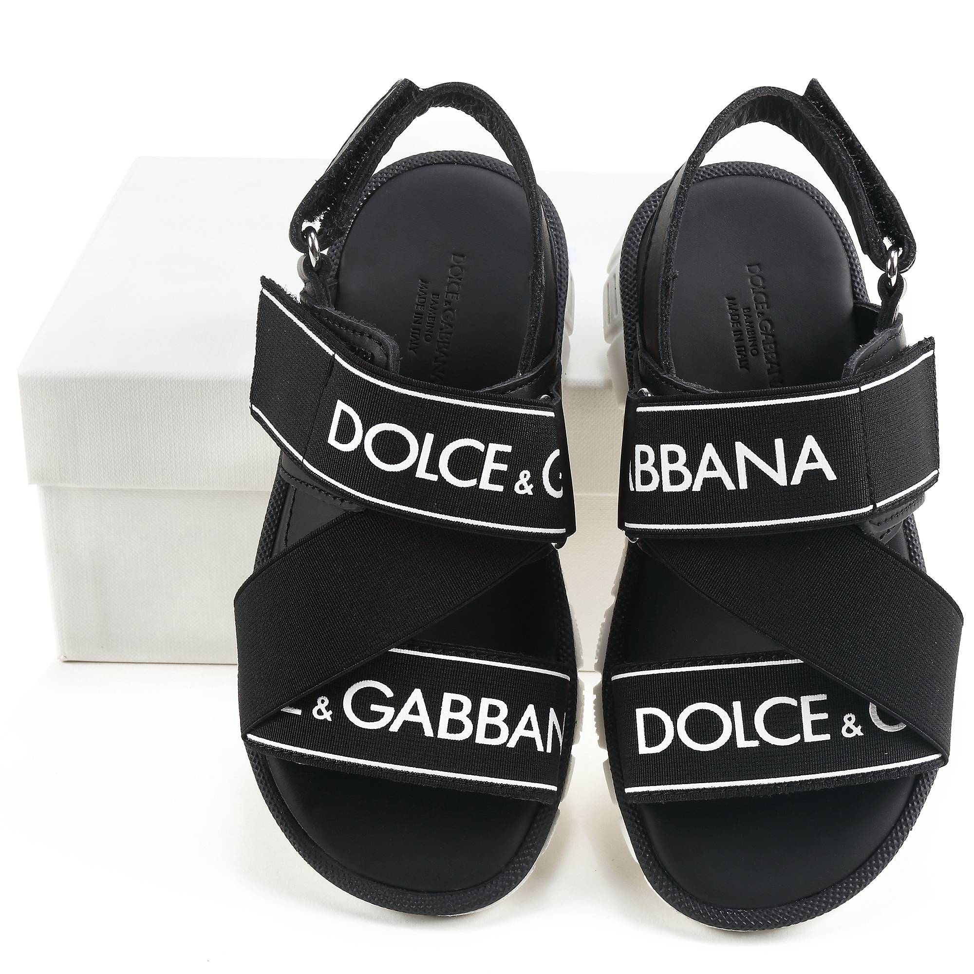 Girls & Boys Black Logo Sandals