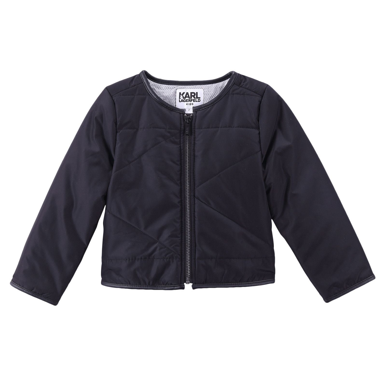 Girls Black Crew Neck Zip-up Top - CÉMAROSE | Children's Fashion Store - 1