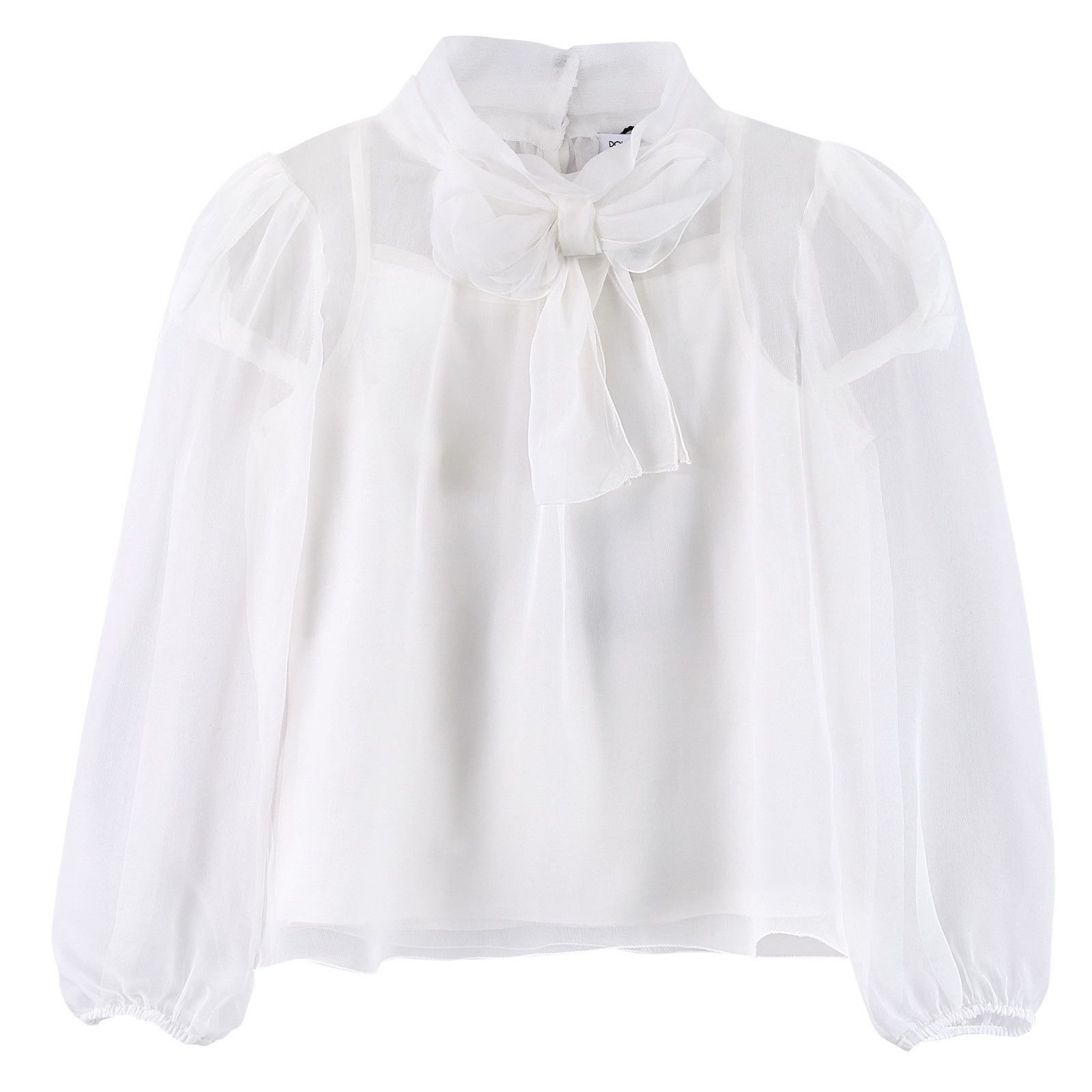 Girls Ivory Bows Trims See-Through Blouses - CÉMAROSE | Children's Fashion Store - 1