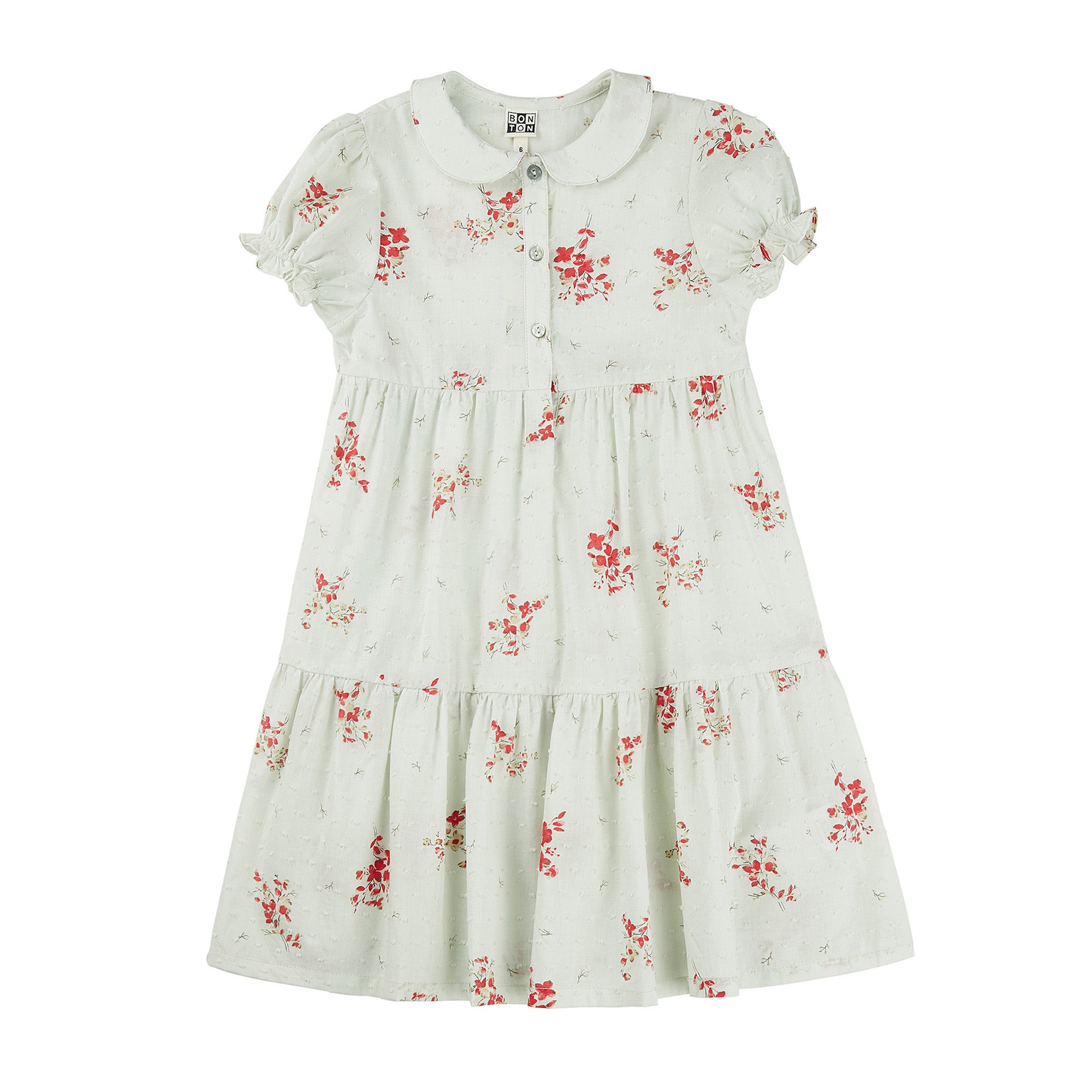 Girls Mint Green Flowers Cotton Dress