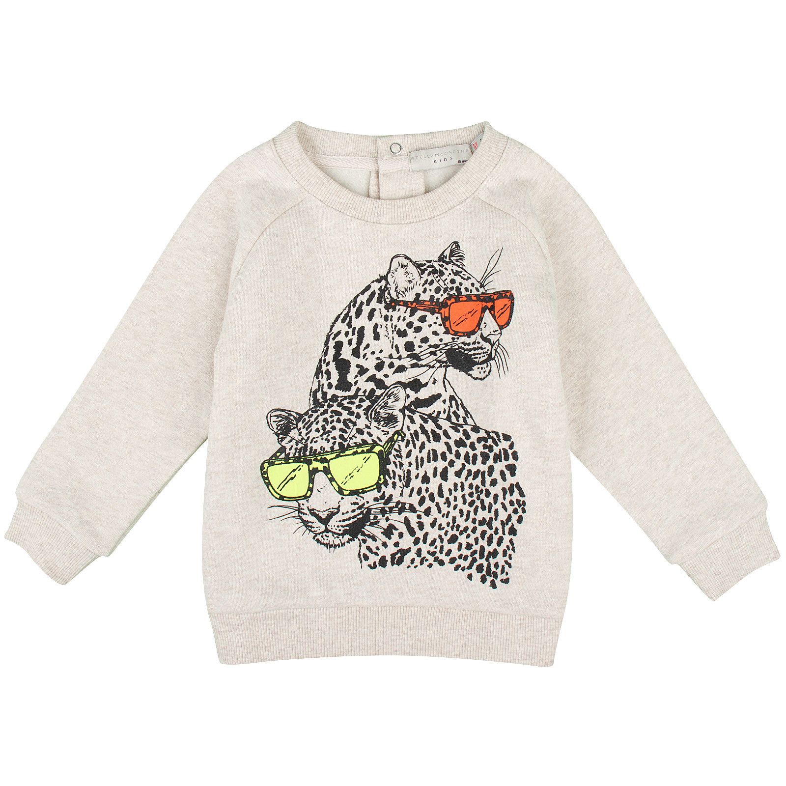 Billy Baby Grey Cotton Jersey Sweatshirt With Leopard Trims - CÉMAROSE | Children's Fashion Store - 1