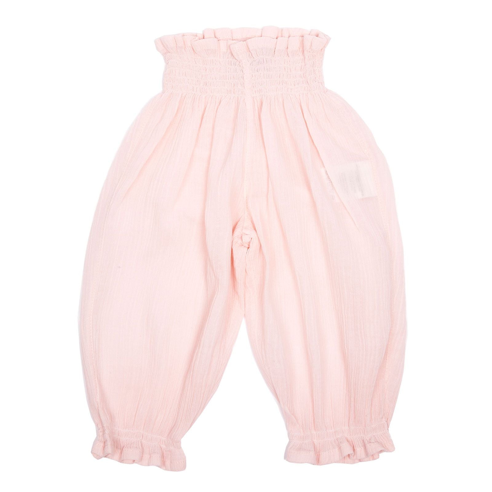 Girls Pink Cotton Waist Trousers With Frilly Cuffs - CÉMAROSE | Children's Fashion Store