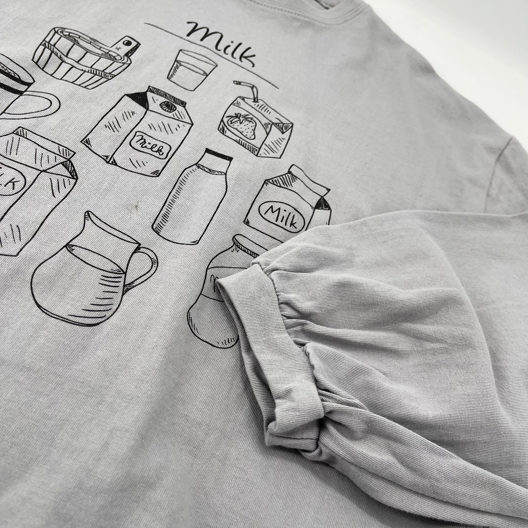 Girls Grey Printed Cotton T-Shirt