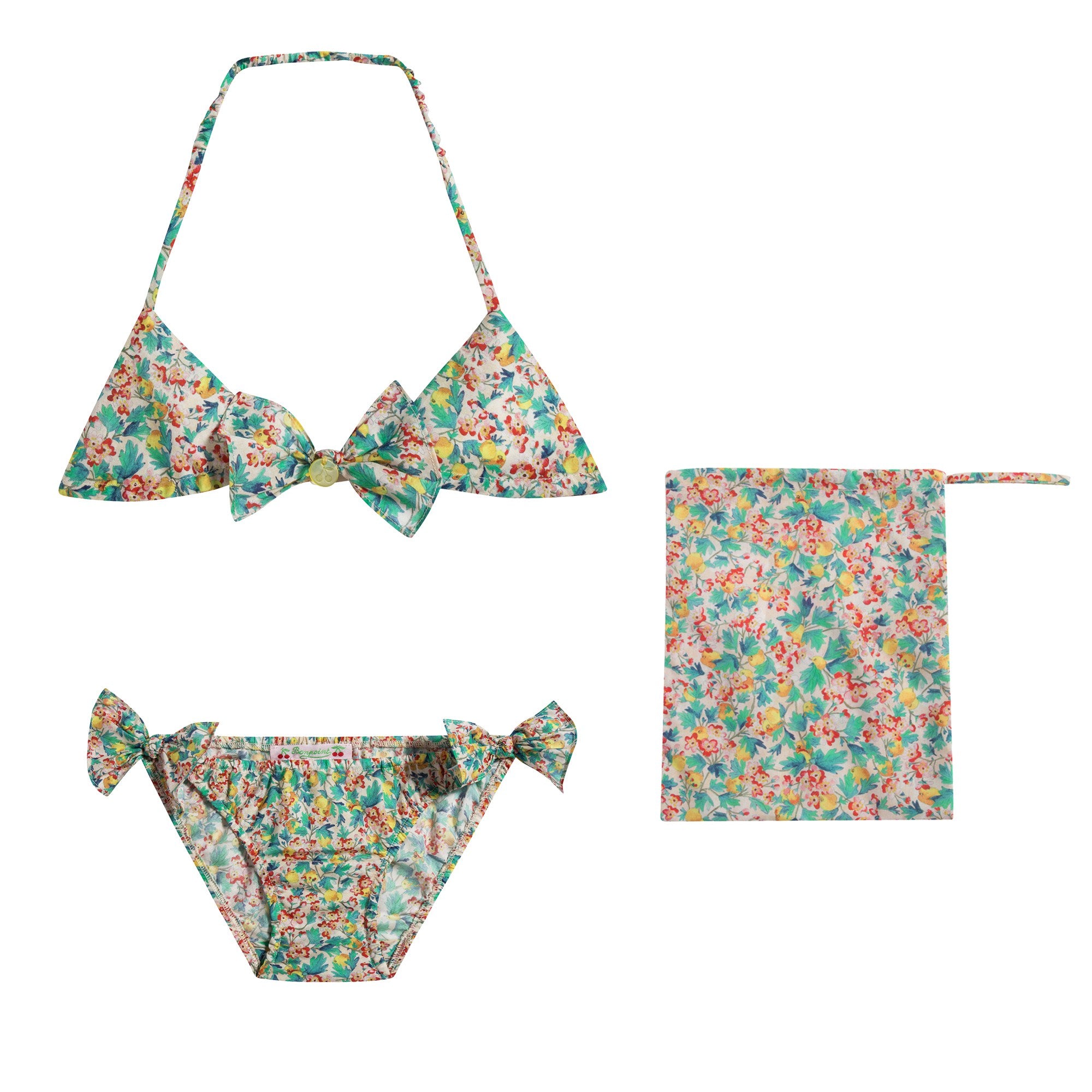 女童碎花泳衣套装