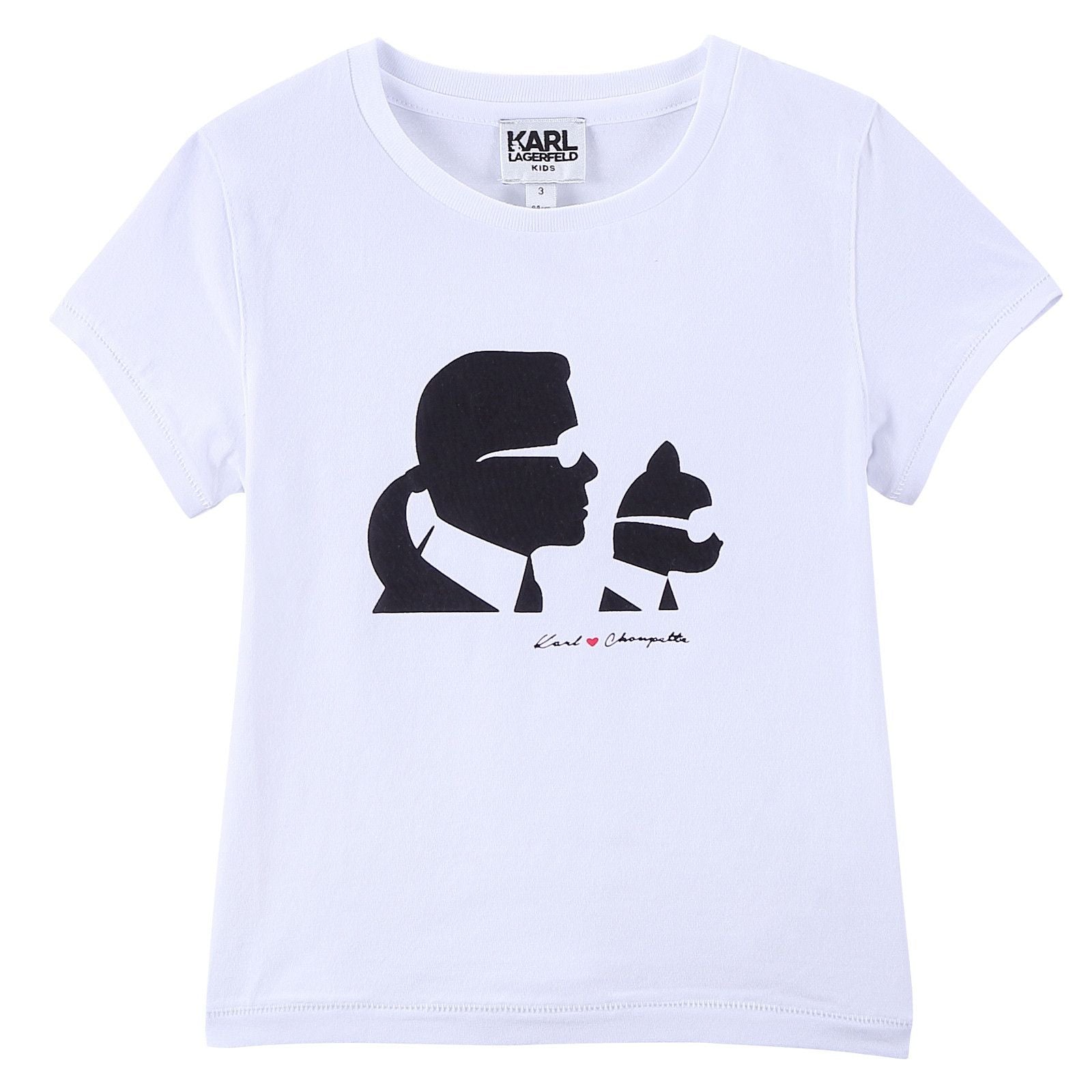 Girls White Cotton T-Shirt With Karl Head Logo - CÉMAROSE | Children's Fashion Store - 1