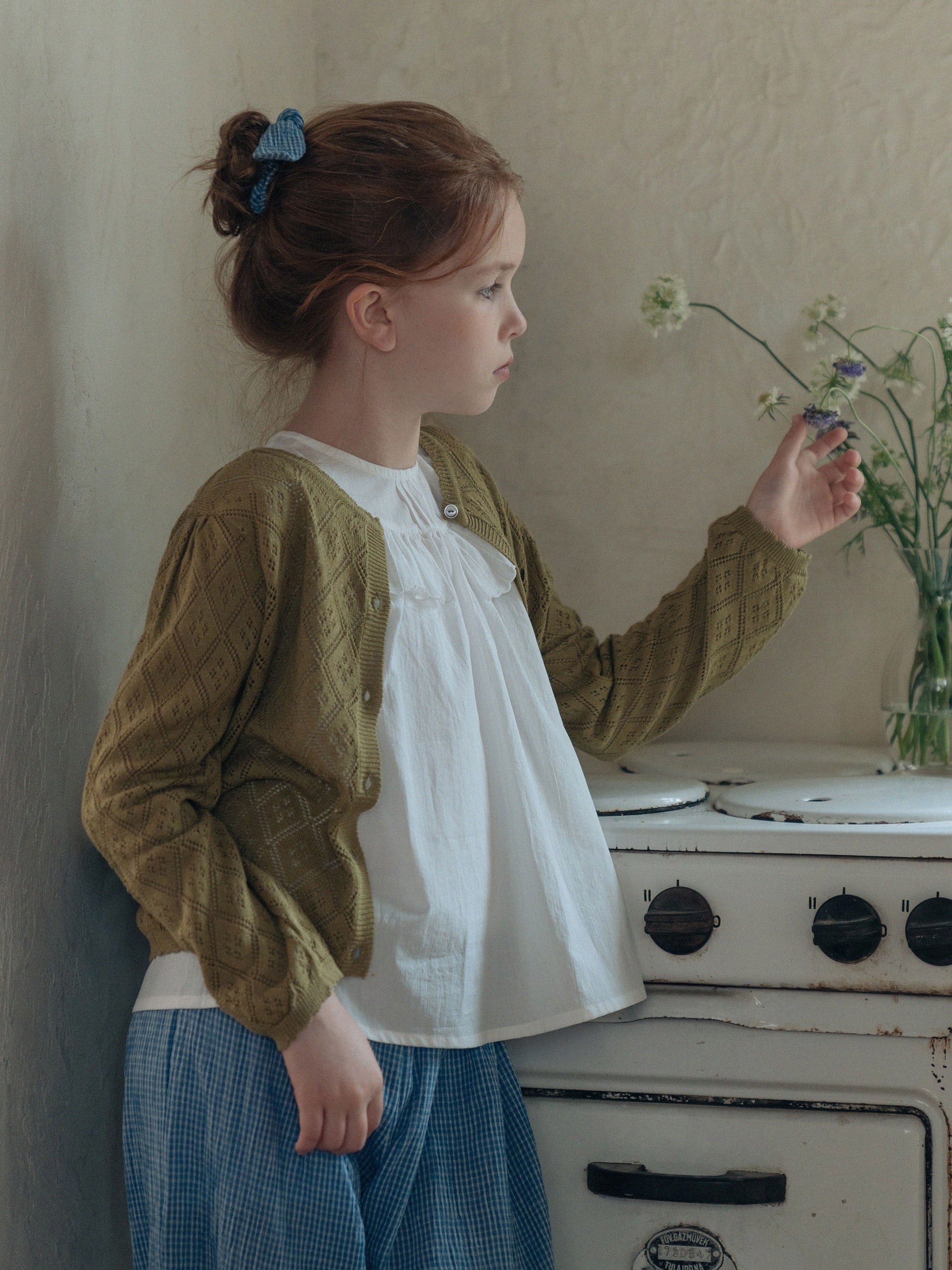 Girls White Ruffled Cotton Top