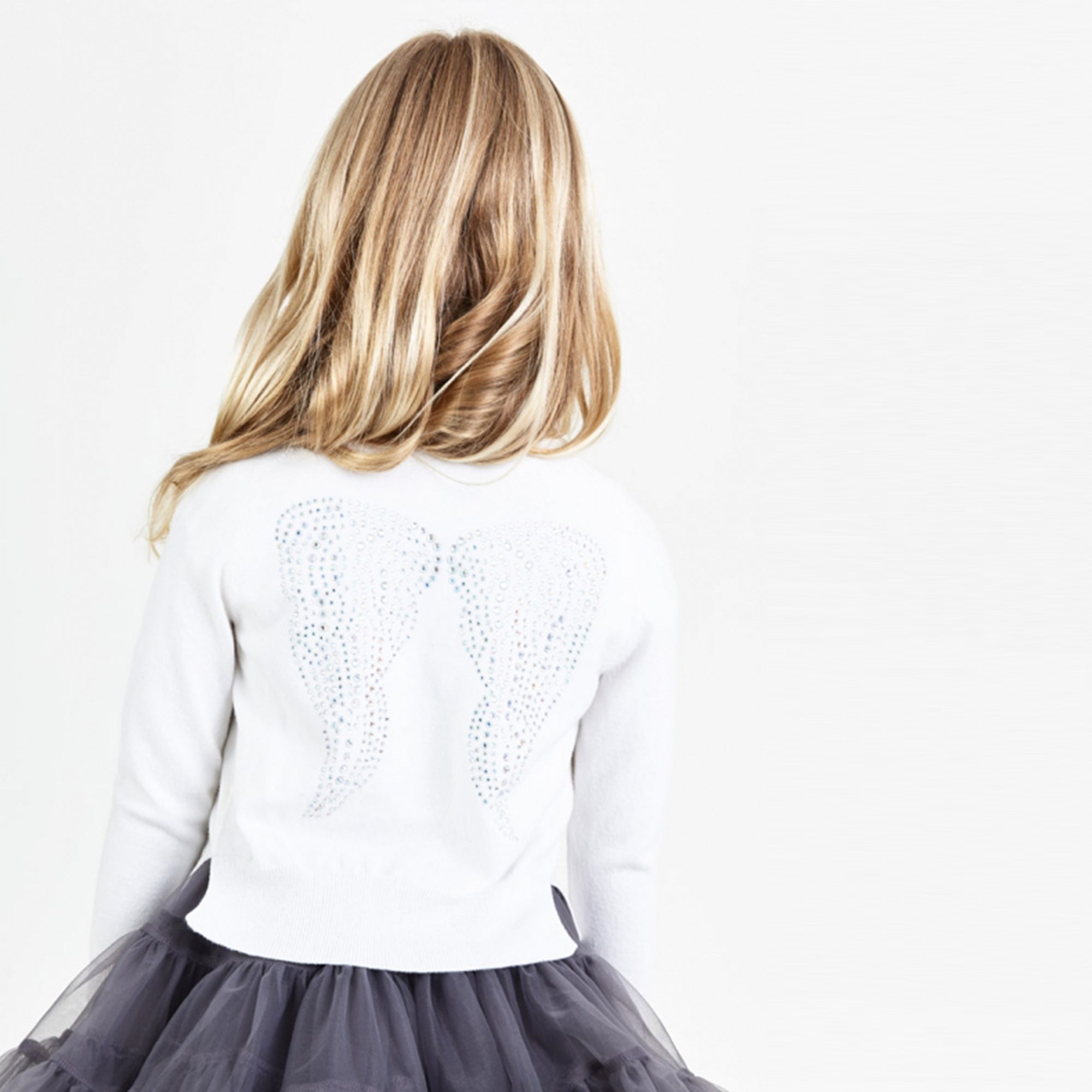 Girls White Cotton Knitted Cardigan