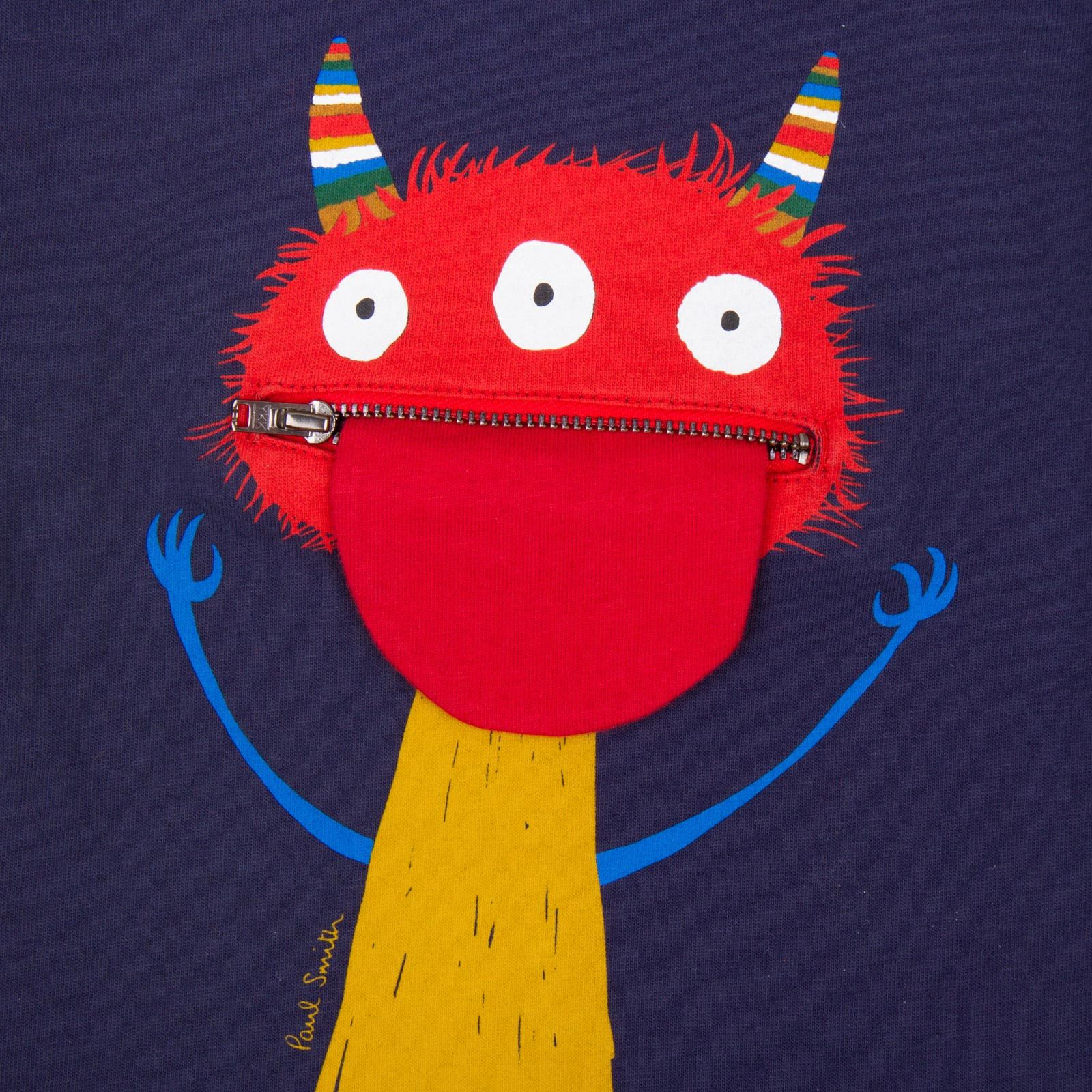 Boys Navy Blue Monster Printed Cotton T-Shirt - CÉMAROSE | Children's Fashion Store - 3