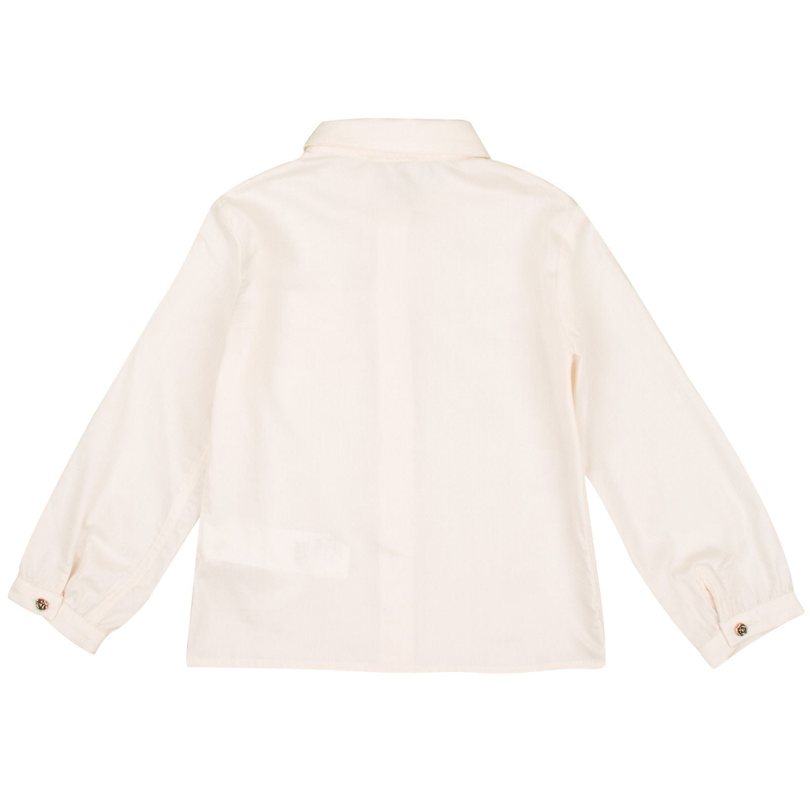 Girls White Embroidered Stripe Pockets Cotton Blouse - CÉMAROSE | Children's Fashion Store - 2