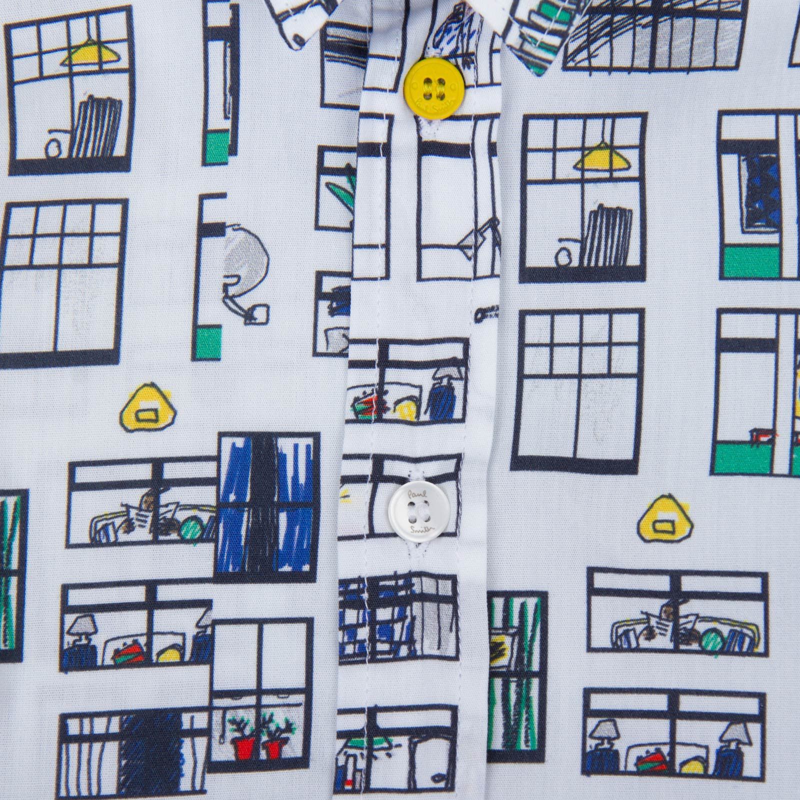 Boys White Windows Printed Cotton Shirt - CÉMAROSE | Children's Fashion Store - 3