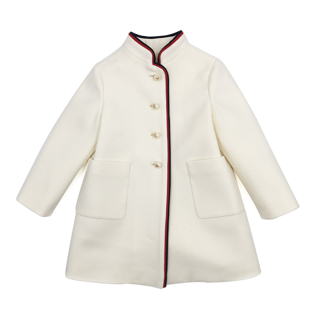 Baby  Girls  White  Woven   Coat