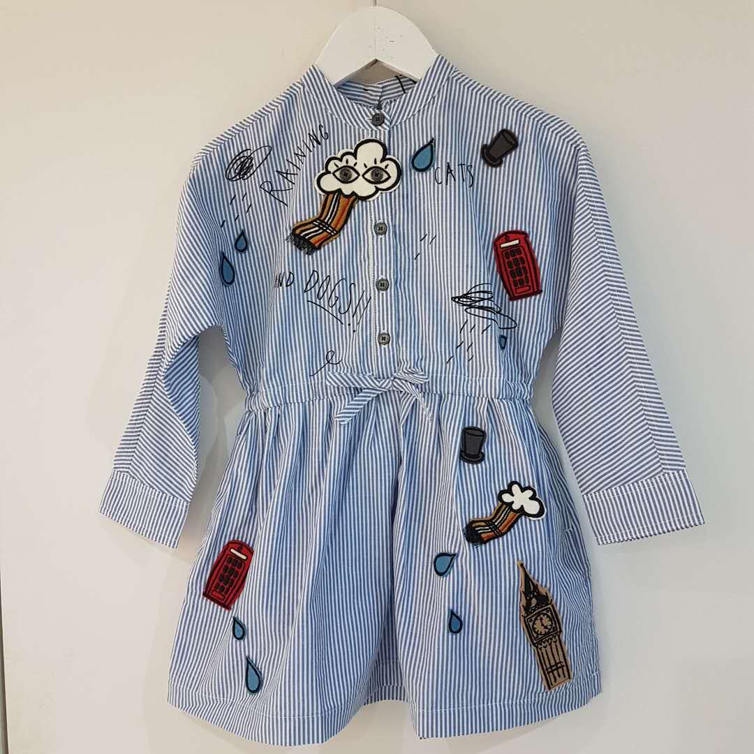 Girls  Pale  Blue  Cotton  Dress