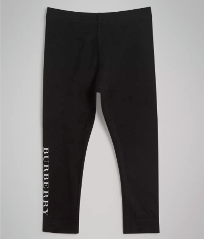 Girls Black Logo Cotton Leggings