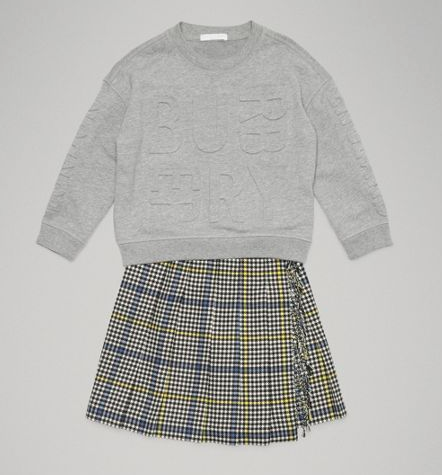 Girls Parchment Check Wool Skirt