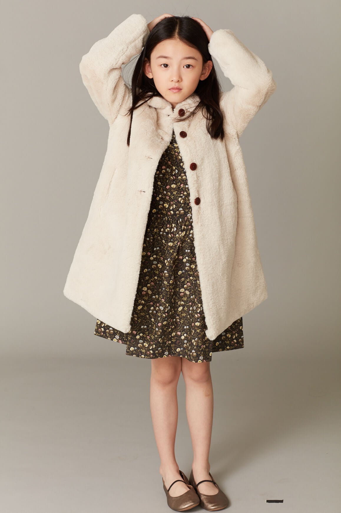 Girls White Pocket Coat