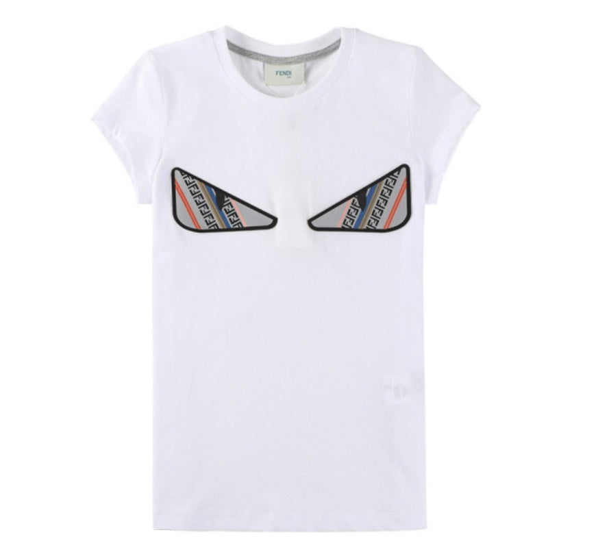 Girls White Cotton T-shirt