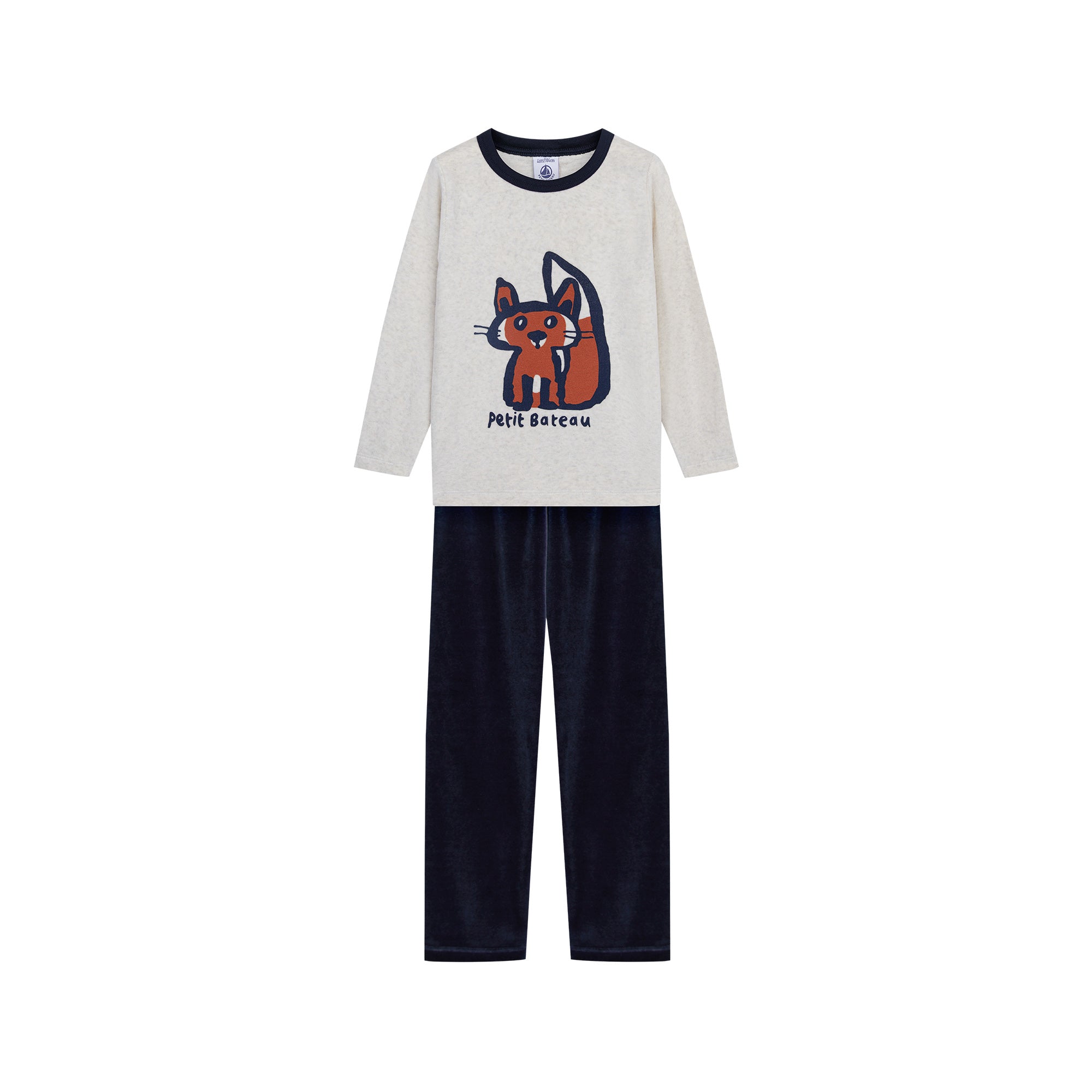 Boys Grey Printed Cotton Set