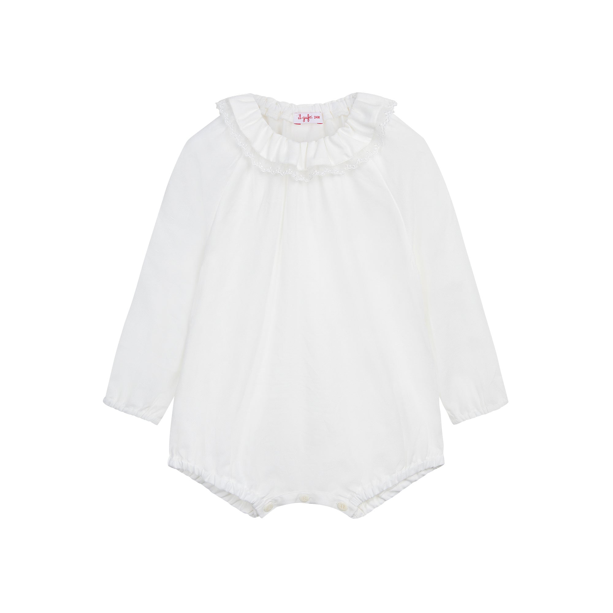 Baby Girls White Cotton Babysuit