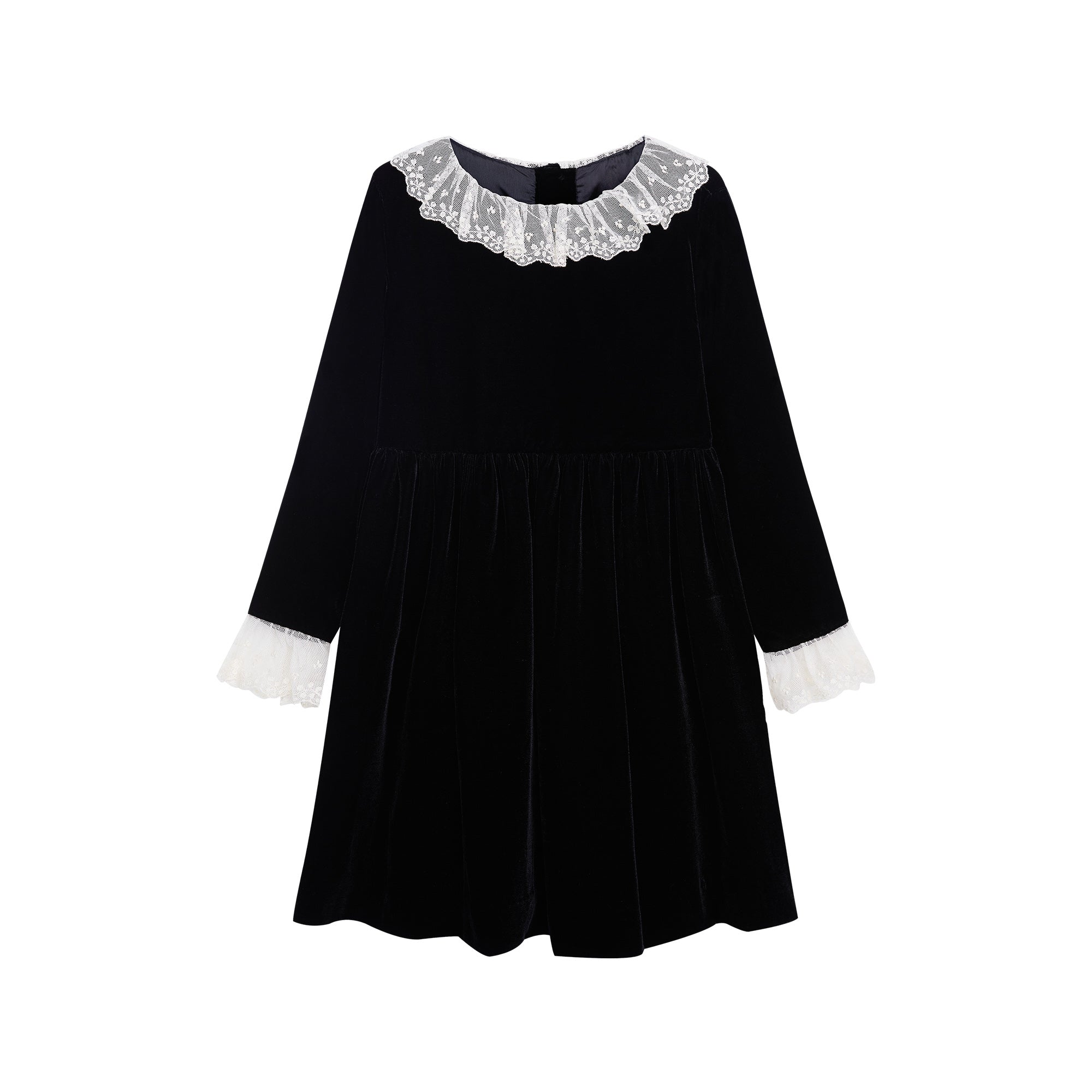 Girls Black Velvet Dress