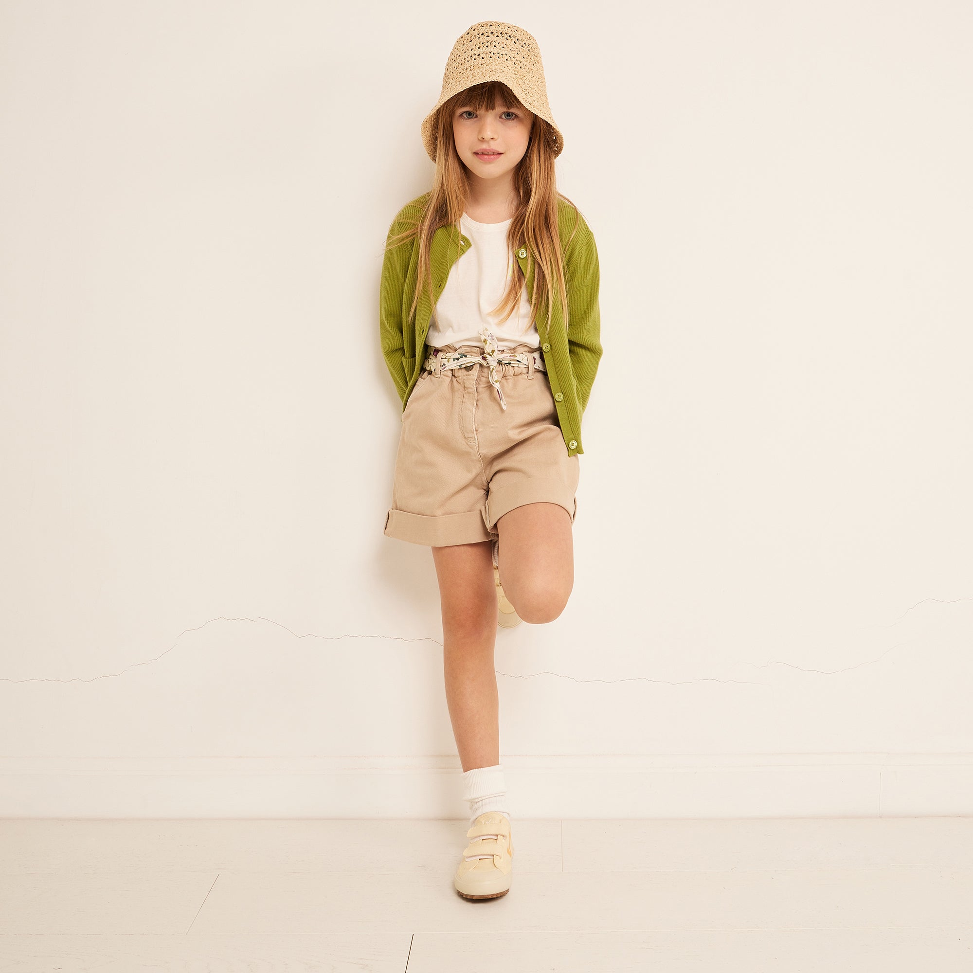 Girls Beige Hollow Hat