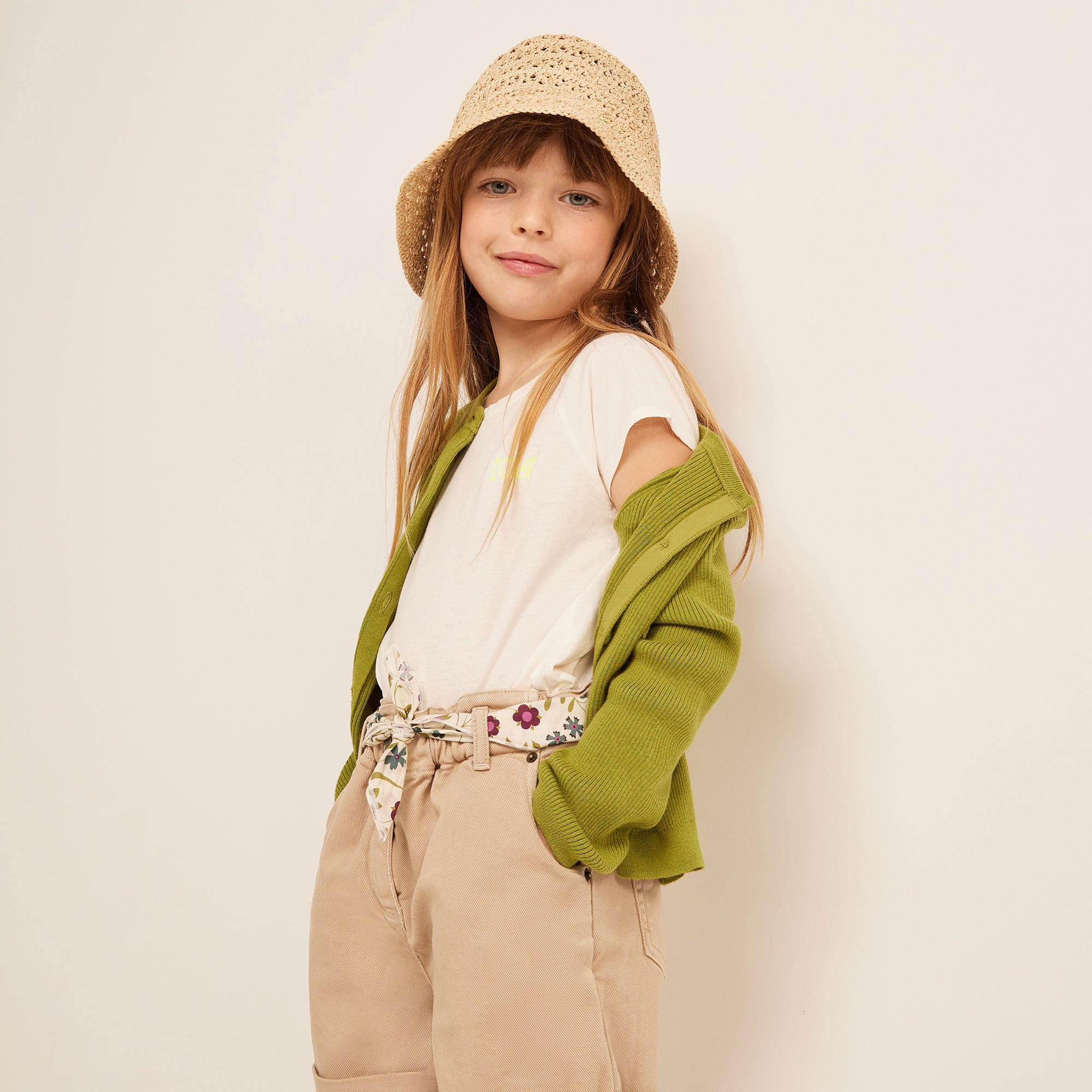 Girls Beige Hollow Hat