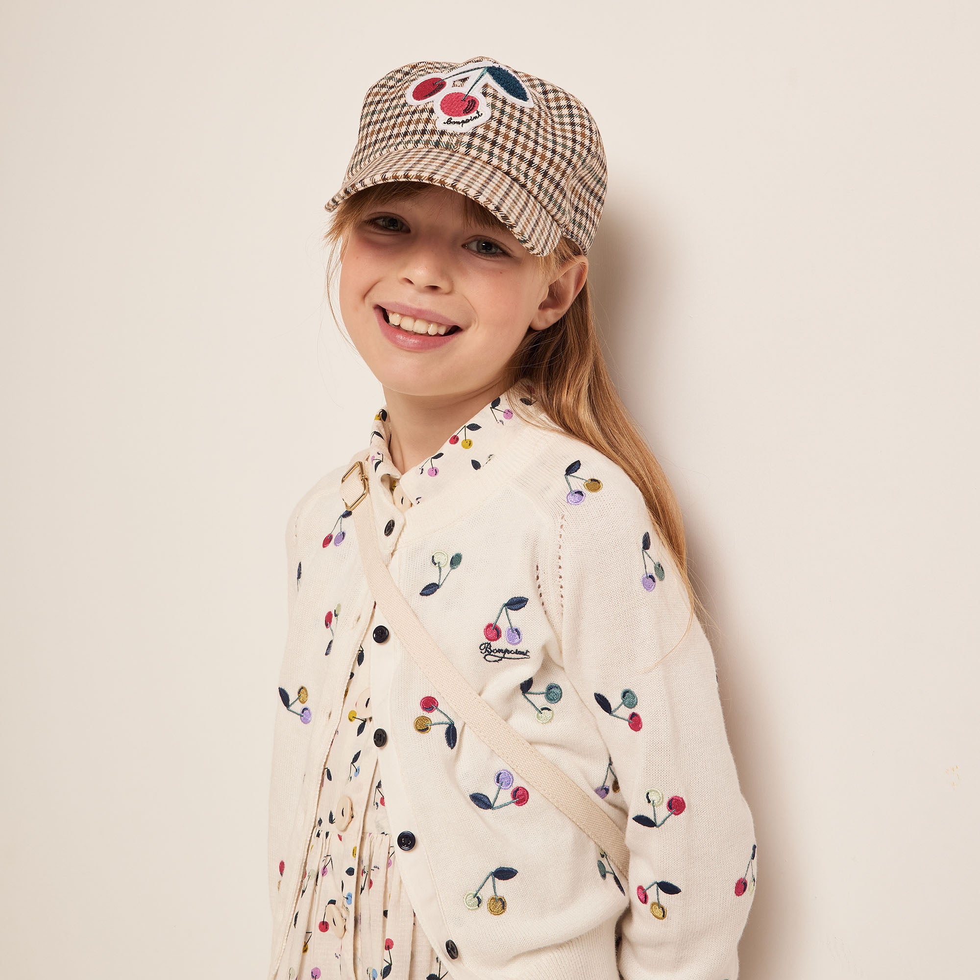 Girls Brown Check Cap