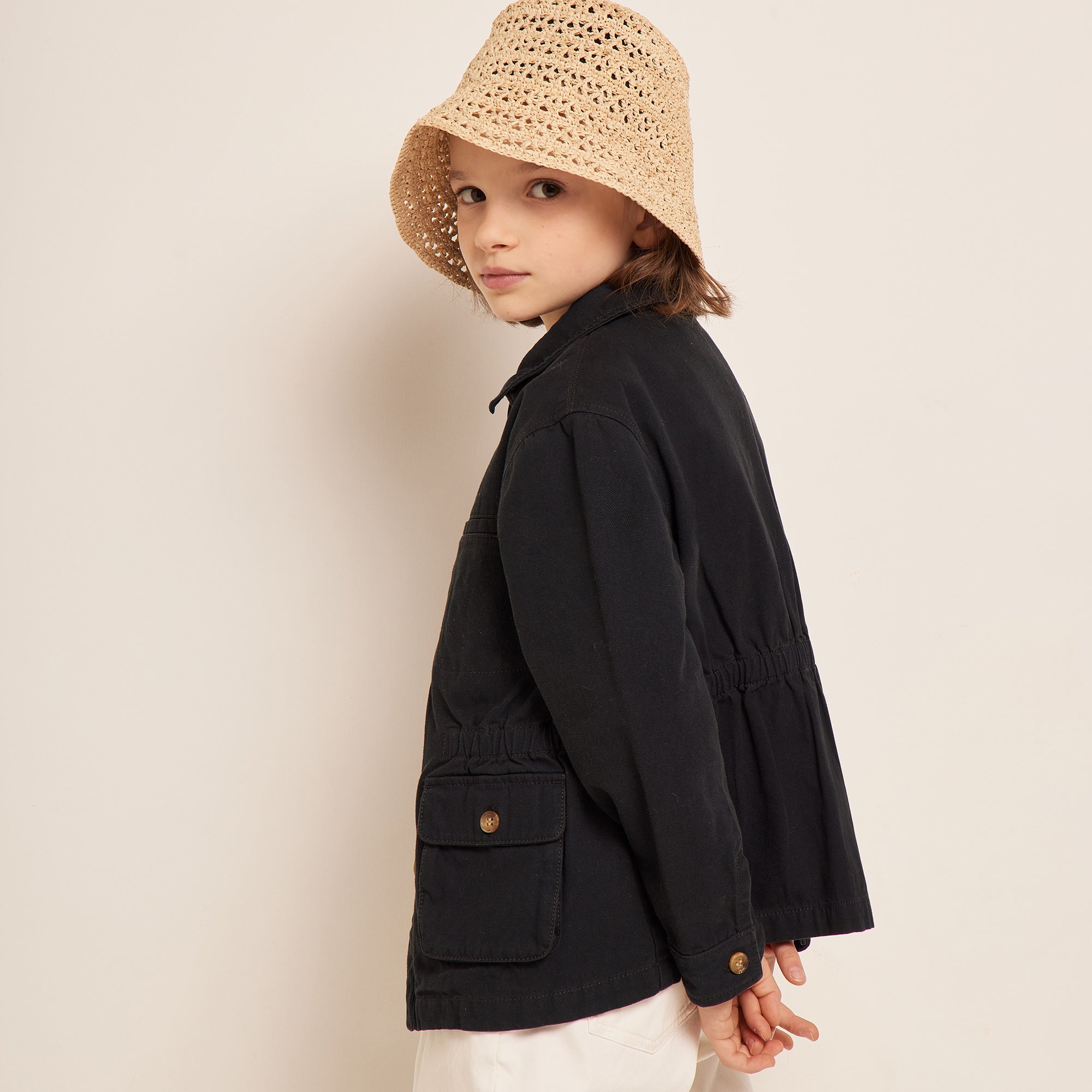 Girls Beige Hollow Hat