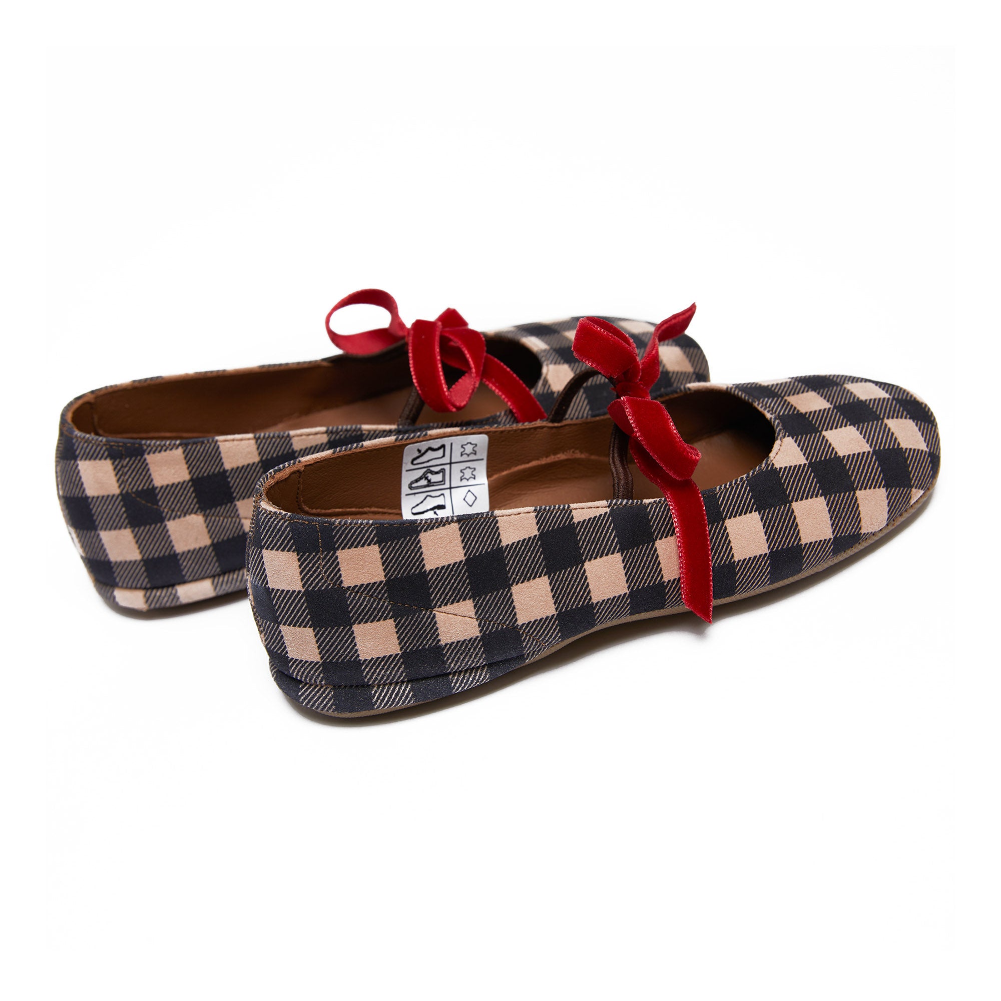 Girls Brown Check Flat Shoes