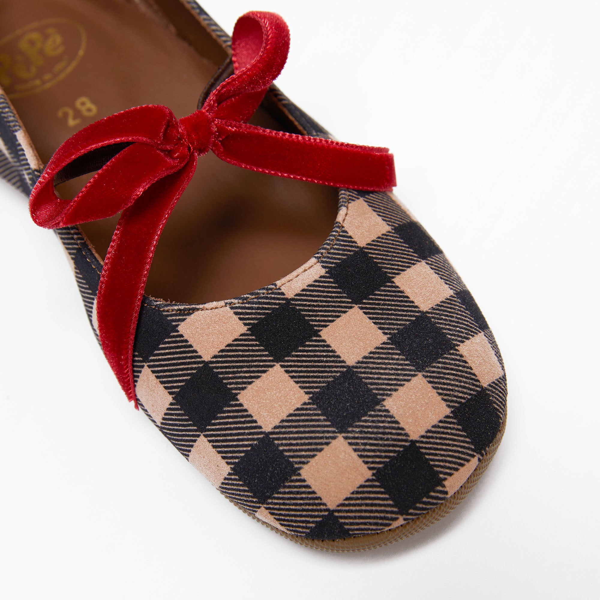 Girls Brown Check Flat Shoes