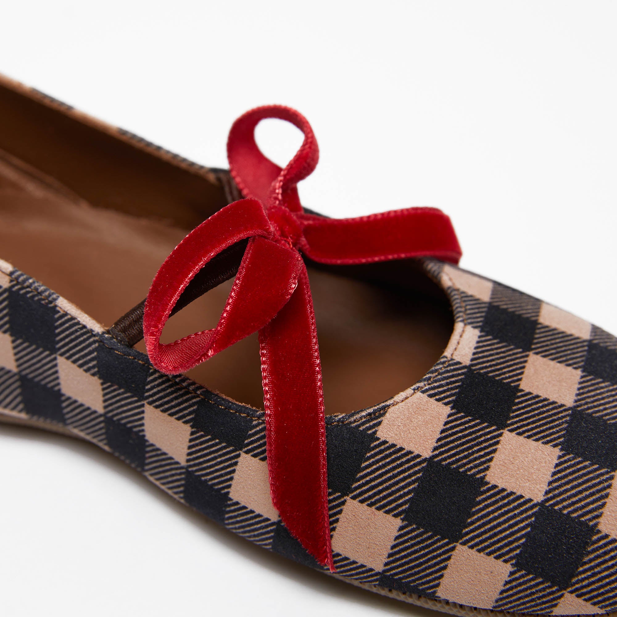 Girls Brown Check Flat Shoes
