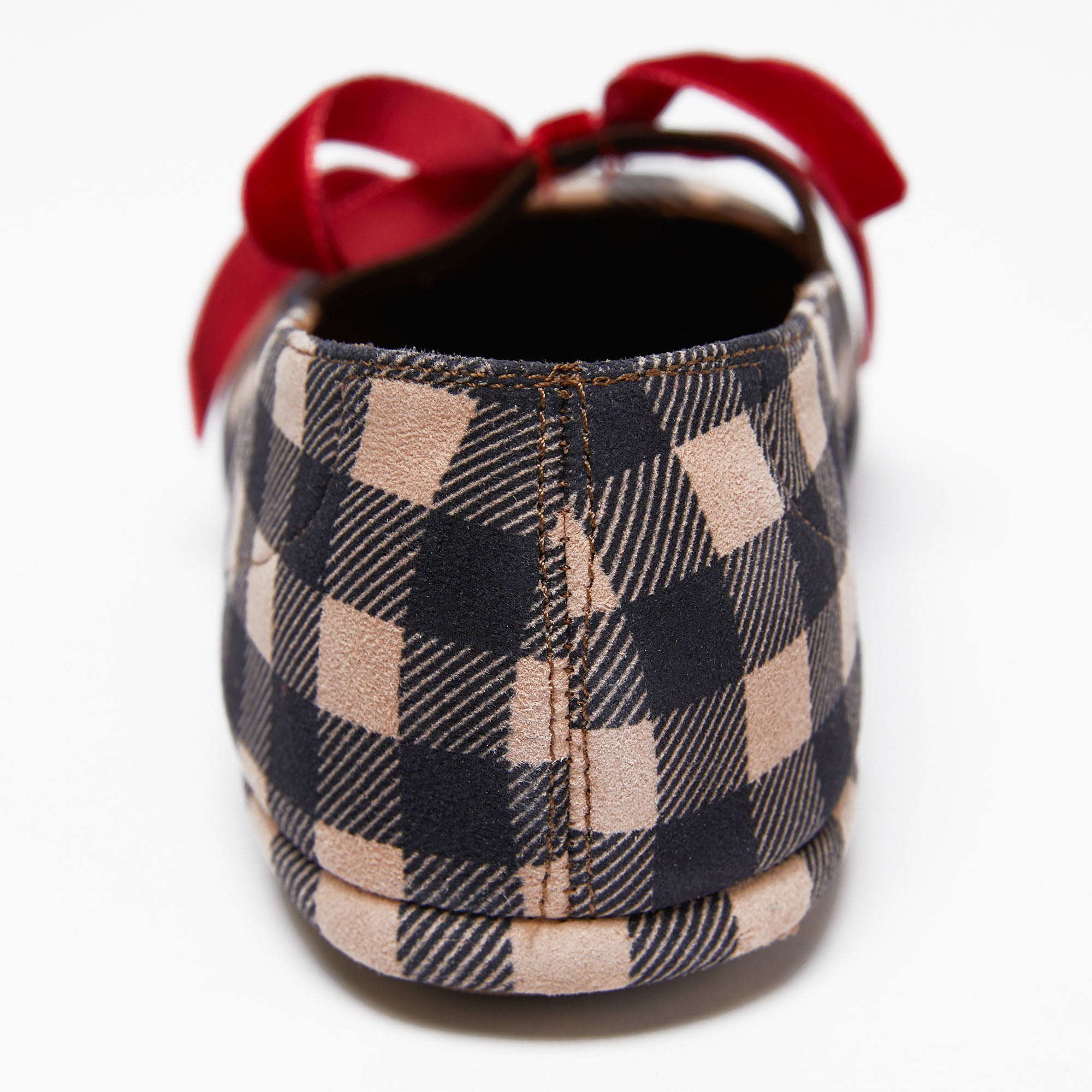 Girls Brown Check Flat Shoes