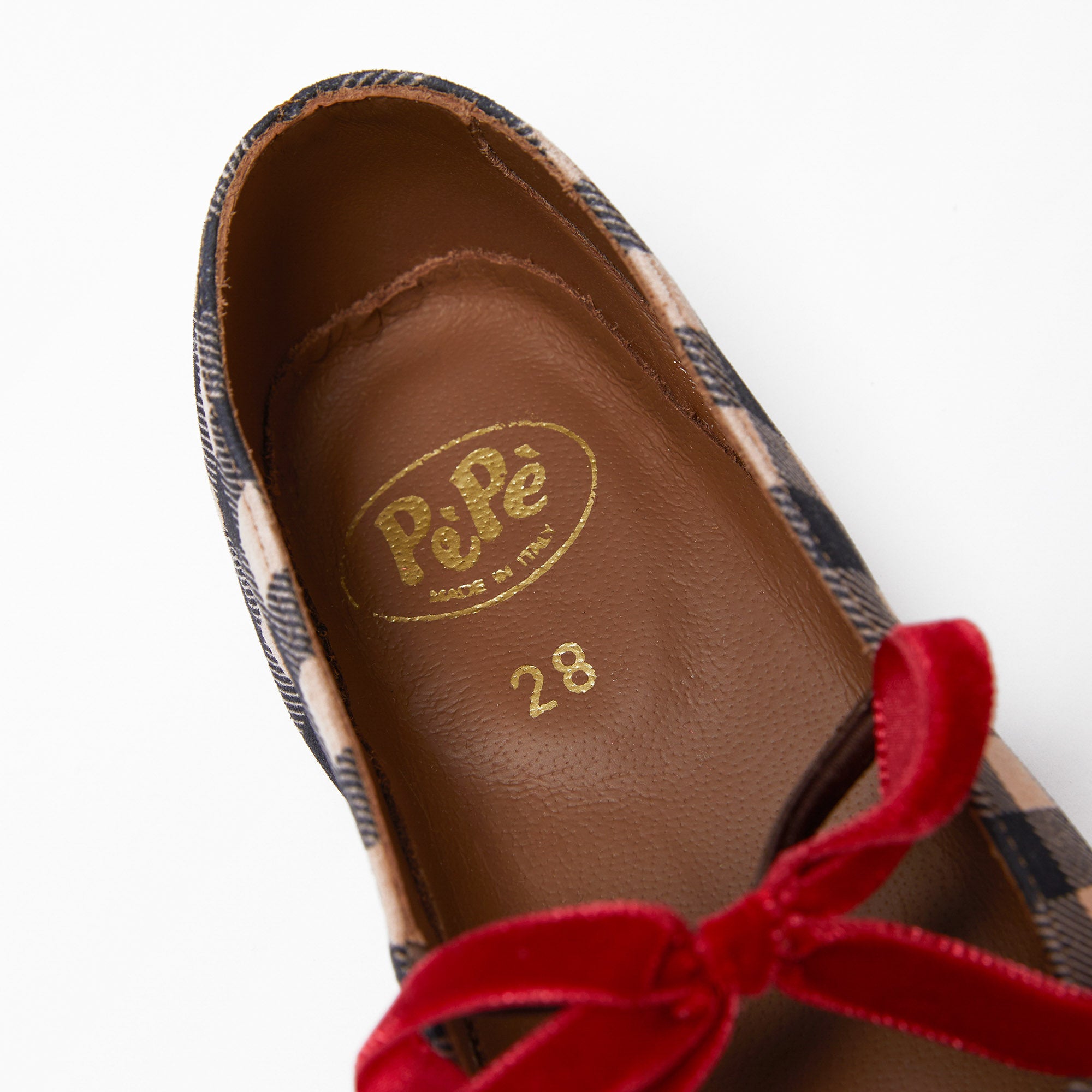 Girls Brown Check Flat Shoes