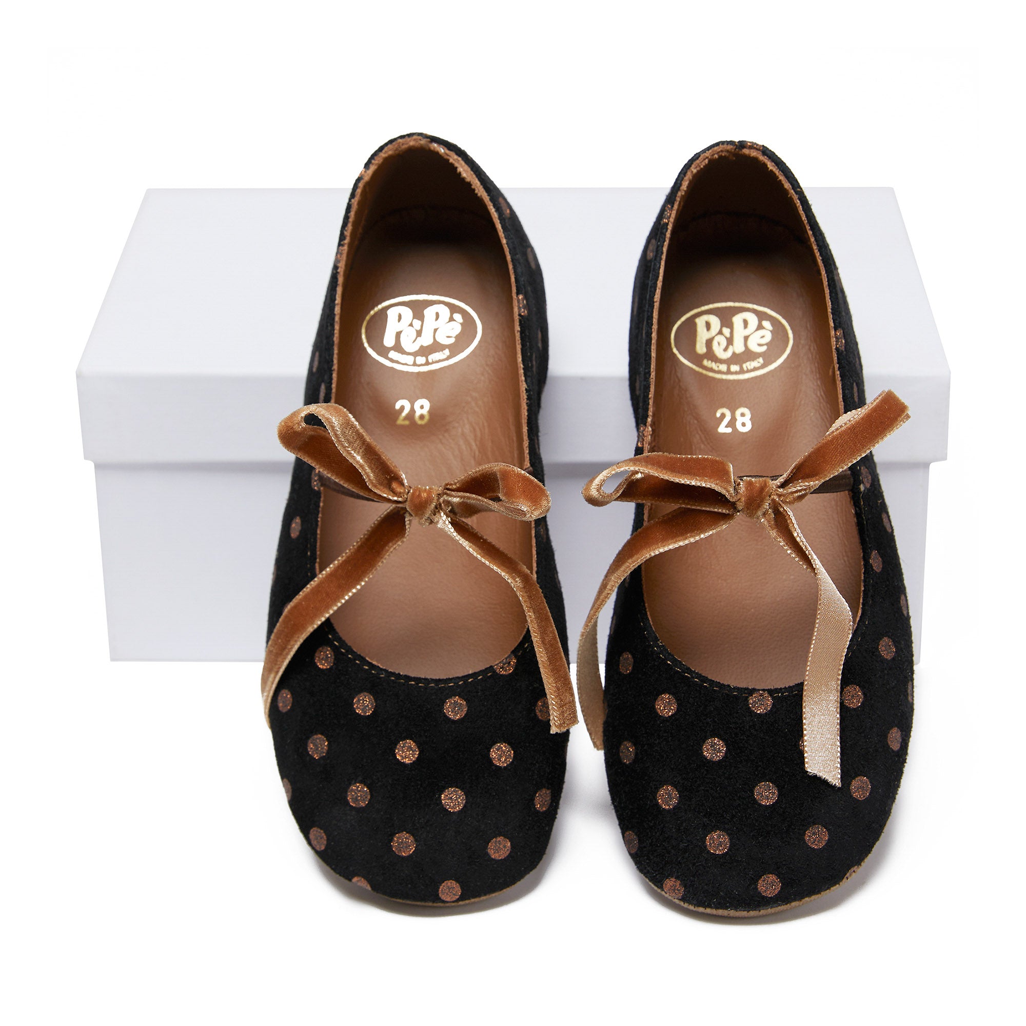 Girls Black Dots Flat Shoes