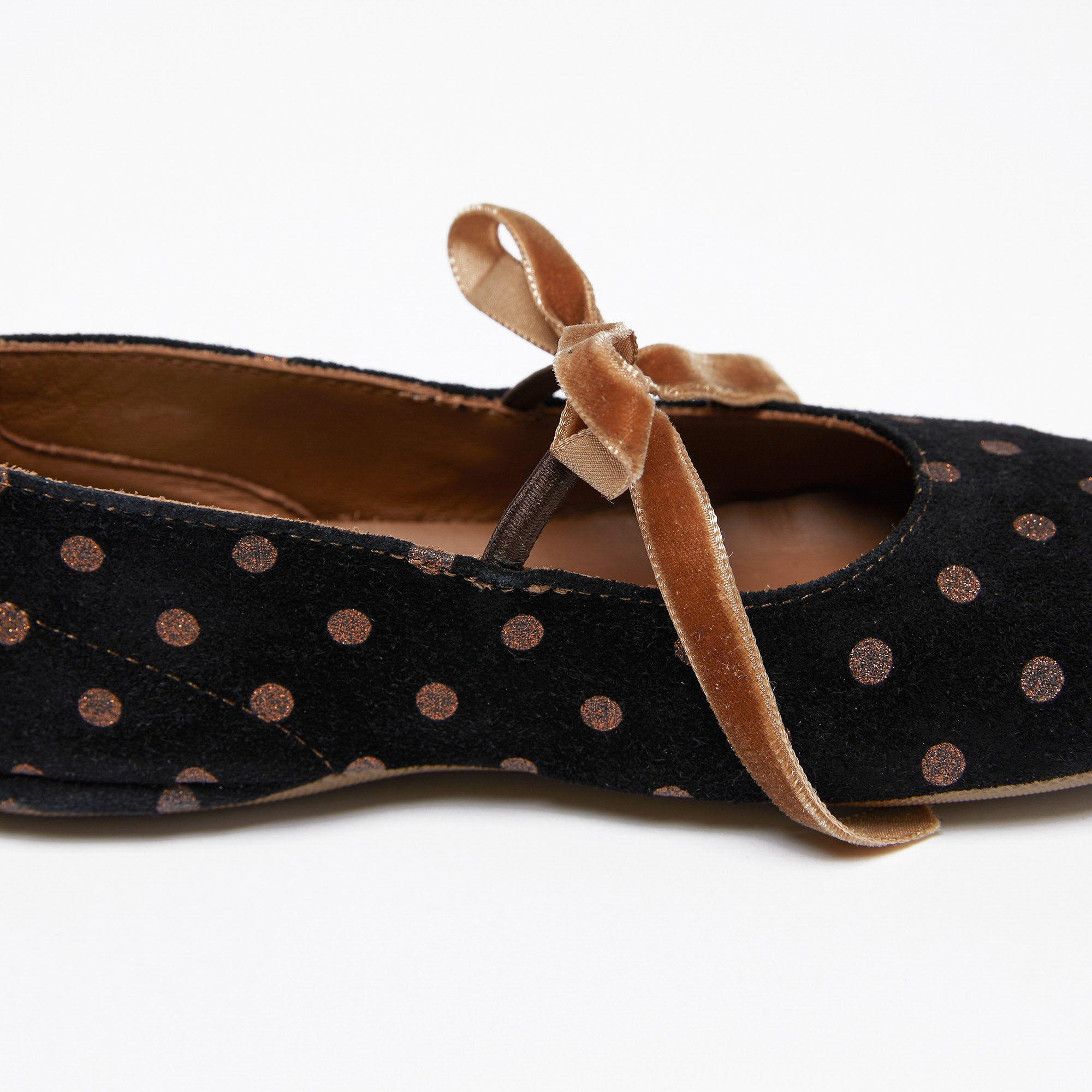 Girls Black Dots Flat Shoes
