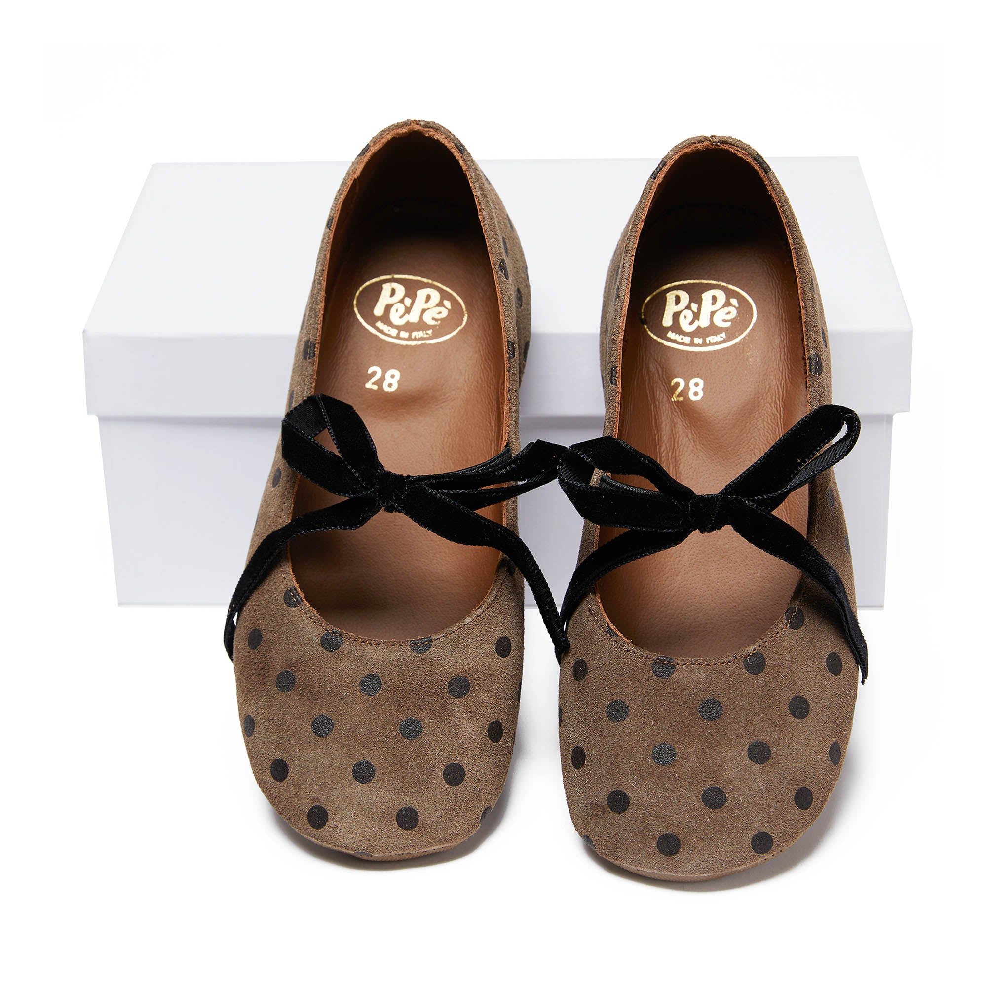Girls Beige Dots Flat Shoes