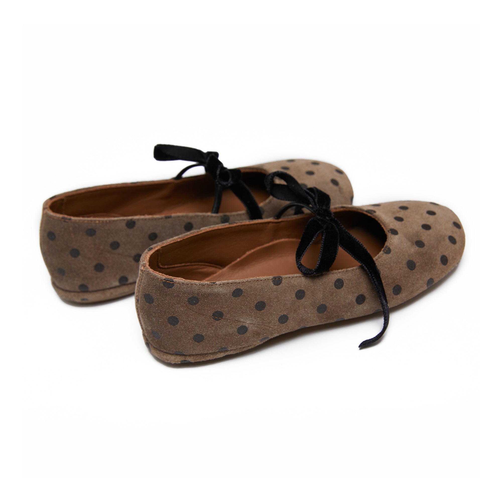 Girls Beige Dots Flat Shoes