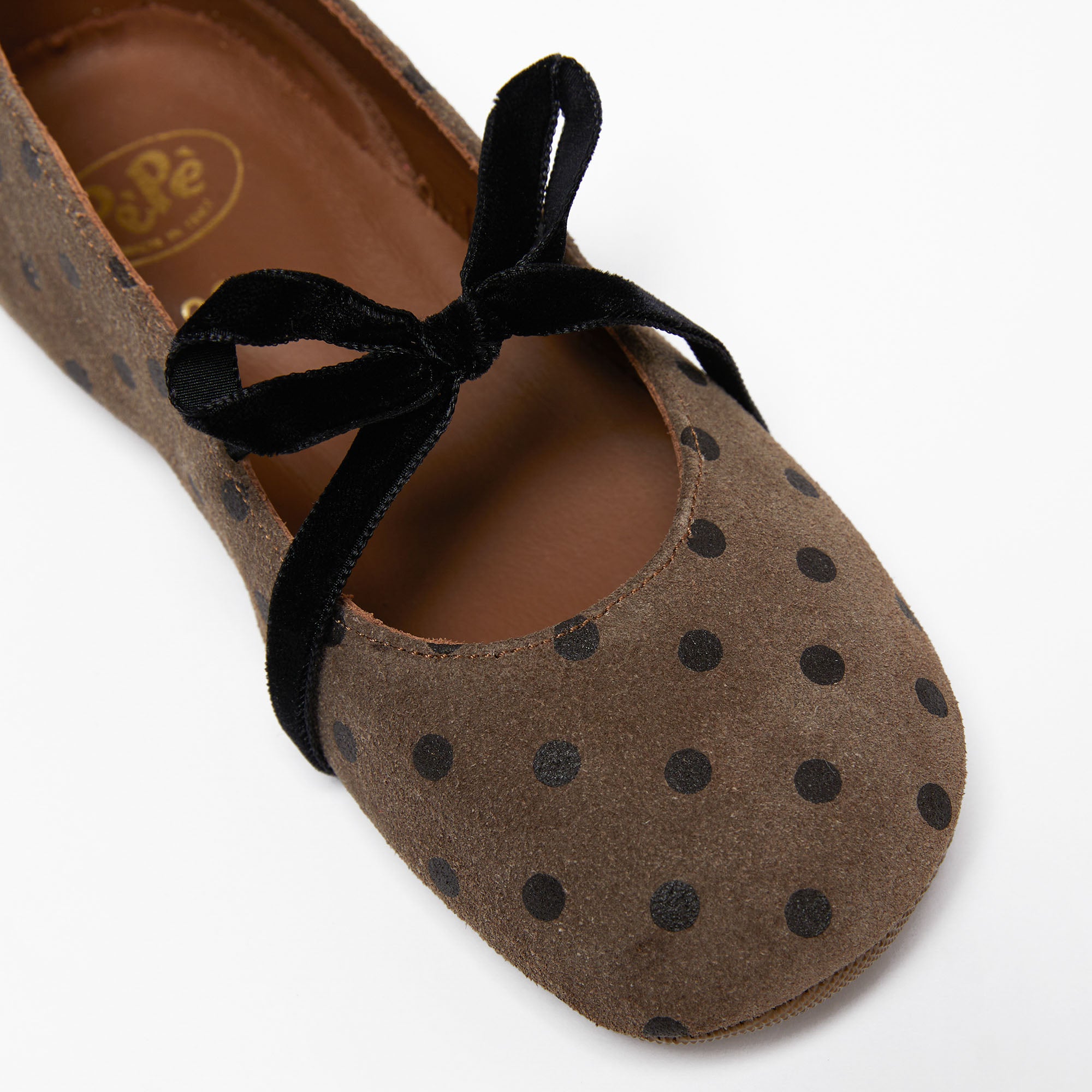 Girls Beige Dots Flat Shoes