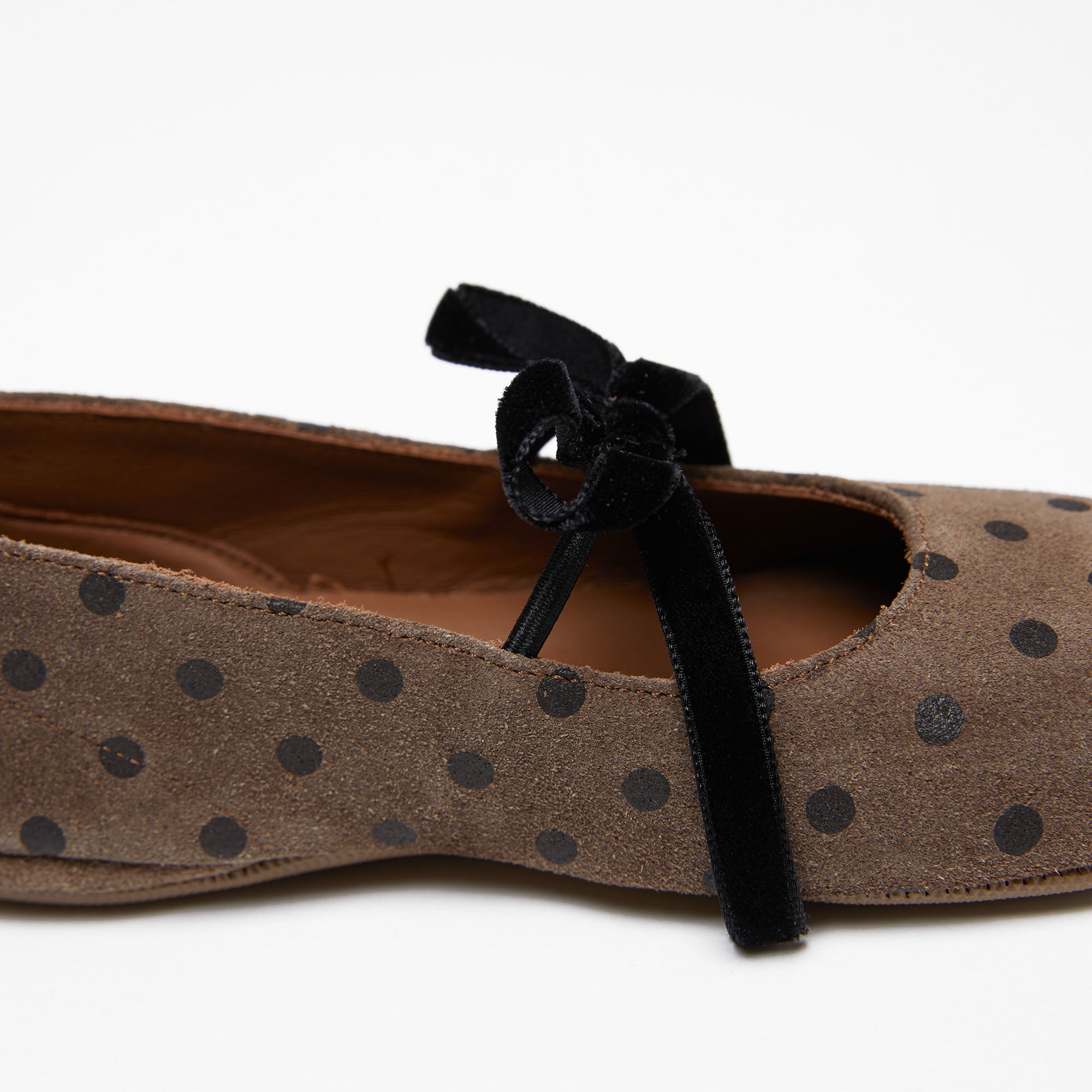 Girls Beige Dots Flat Shoes