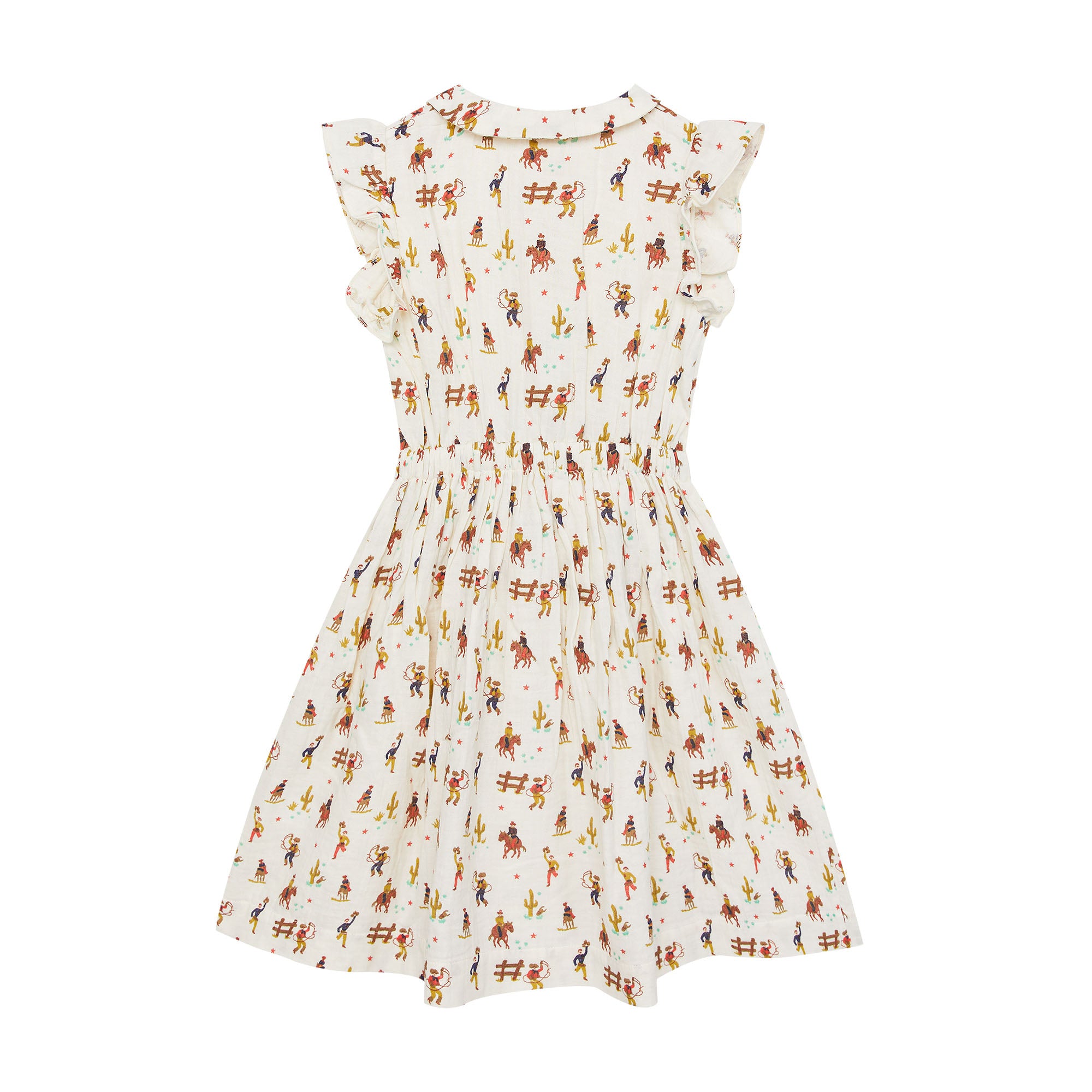 Girls Ivory Printed Cotton Dress