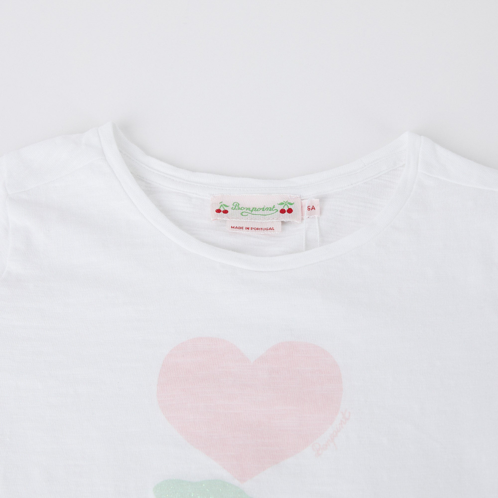 Girls White Printed Cotton T-Shirt